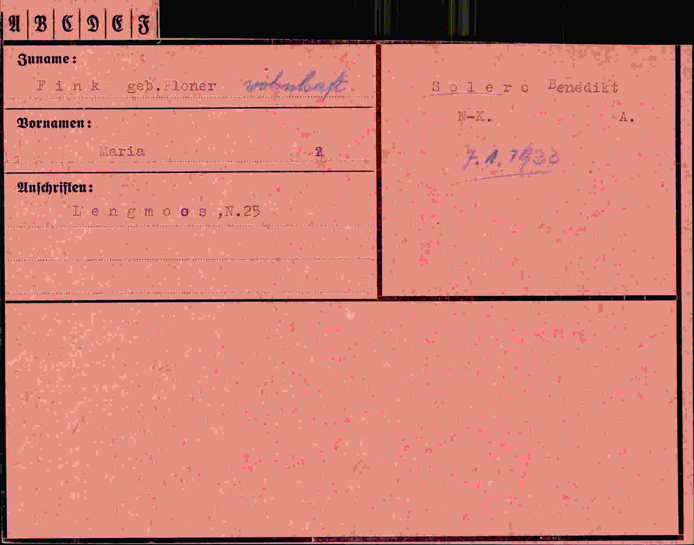 Vorderseite des Dokuments