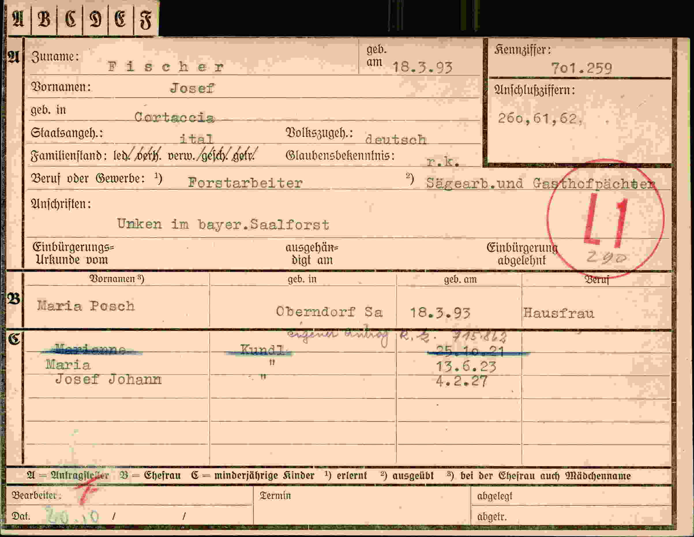 Dokument für Josef Fischer