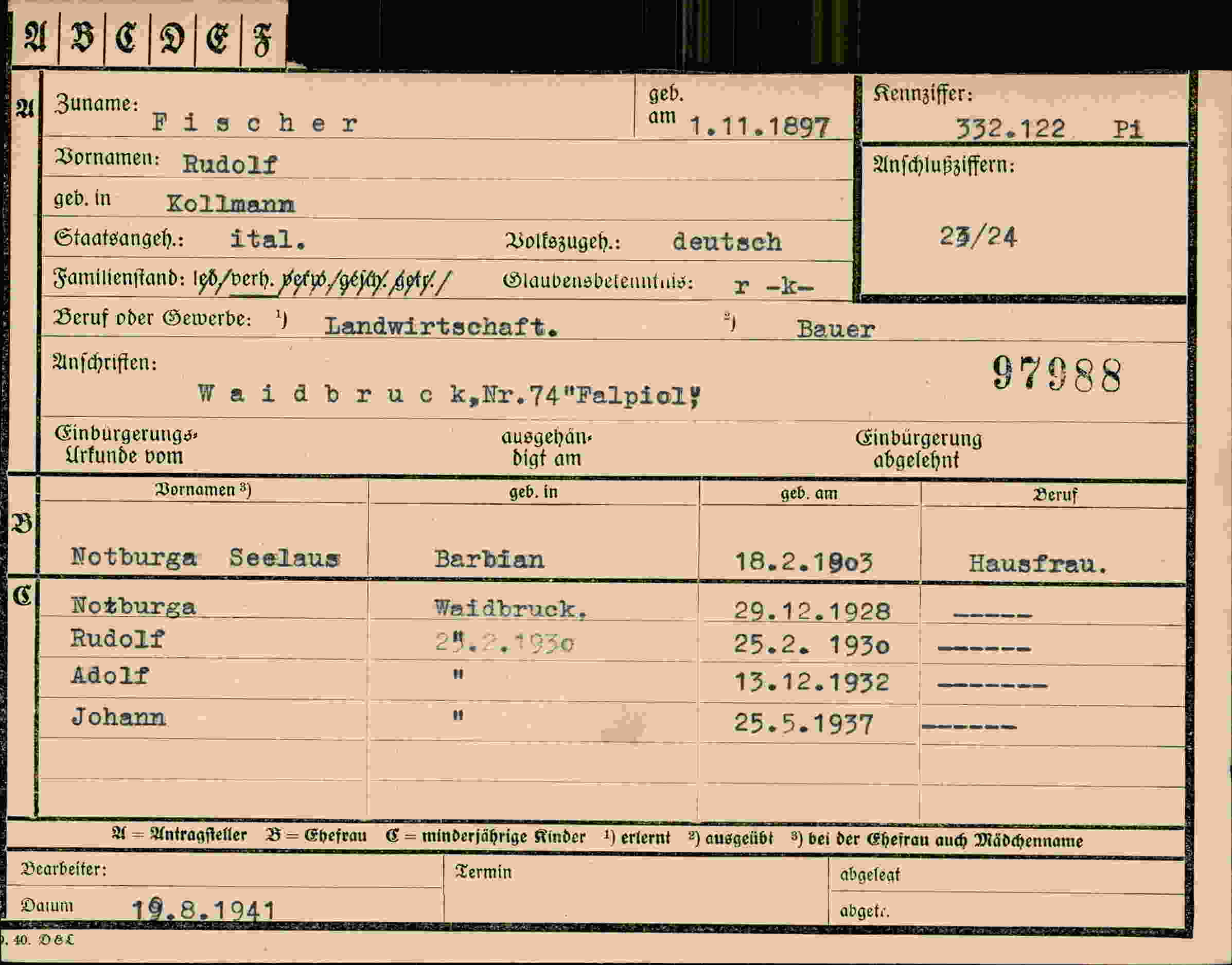 Dokument für Rudolf Fischer