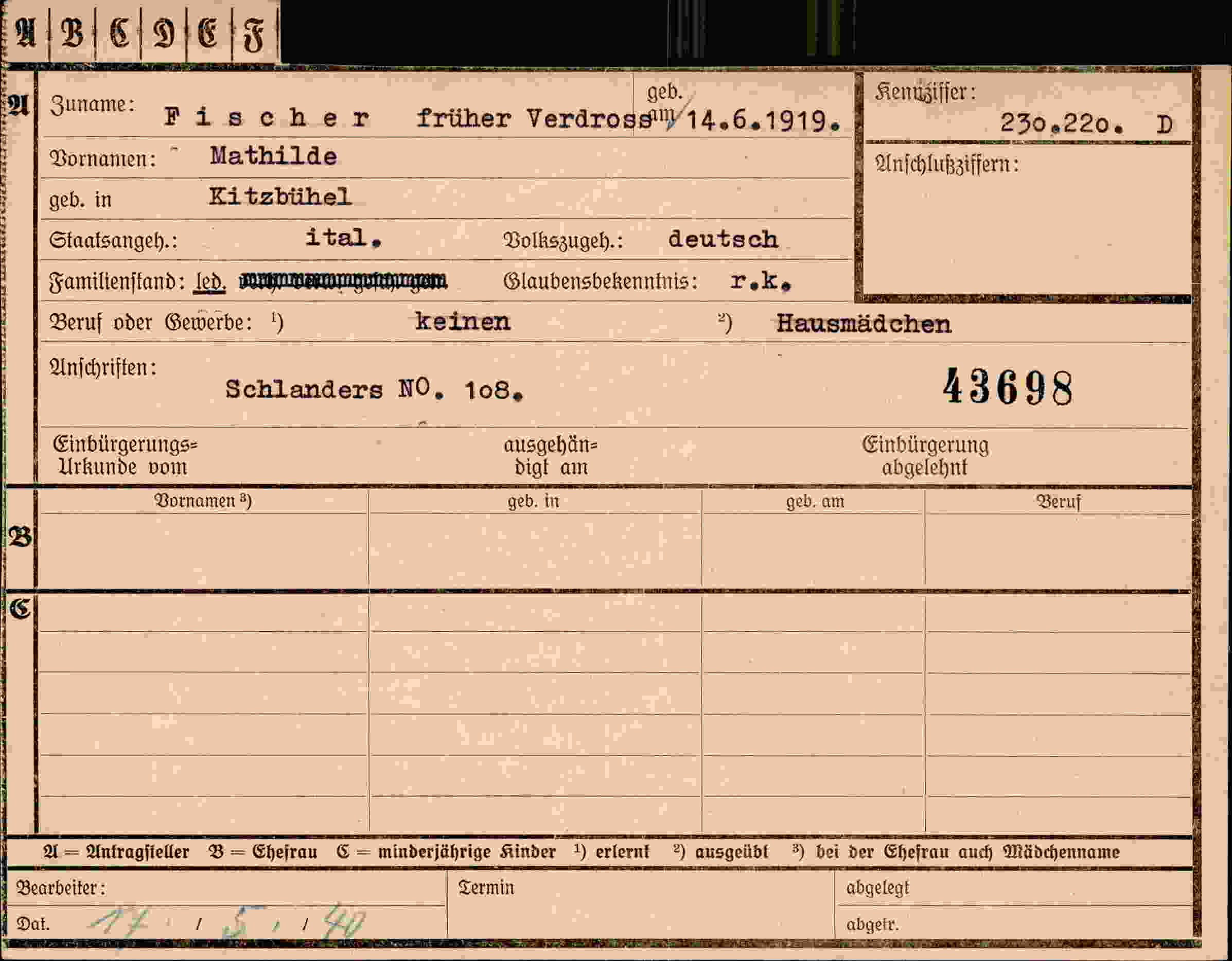 Vorderseite des Dokuments