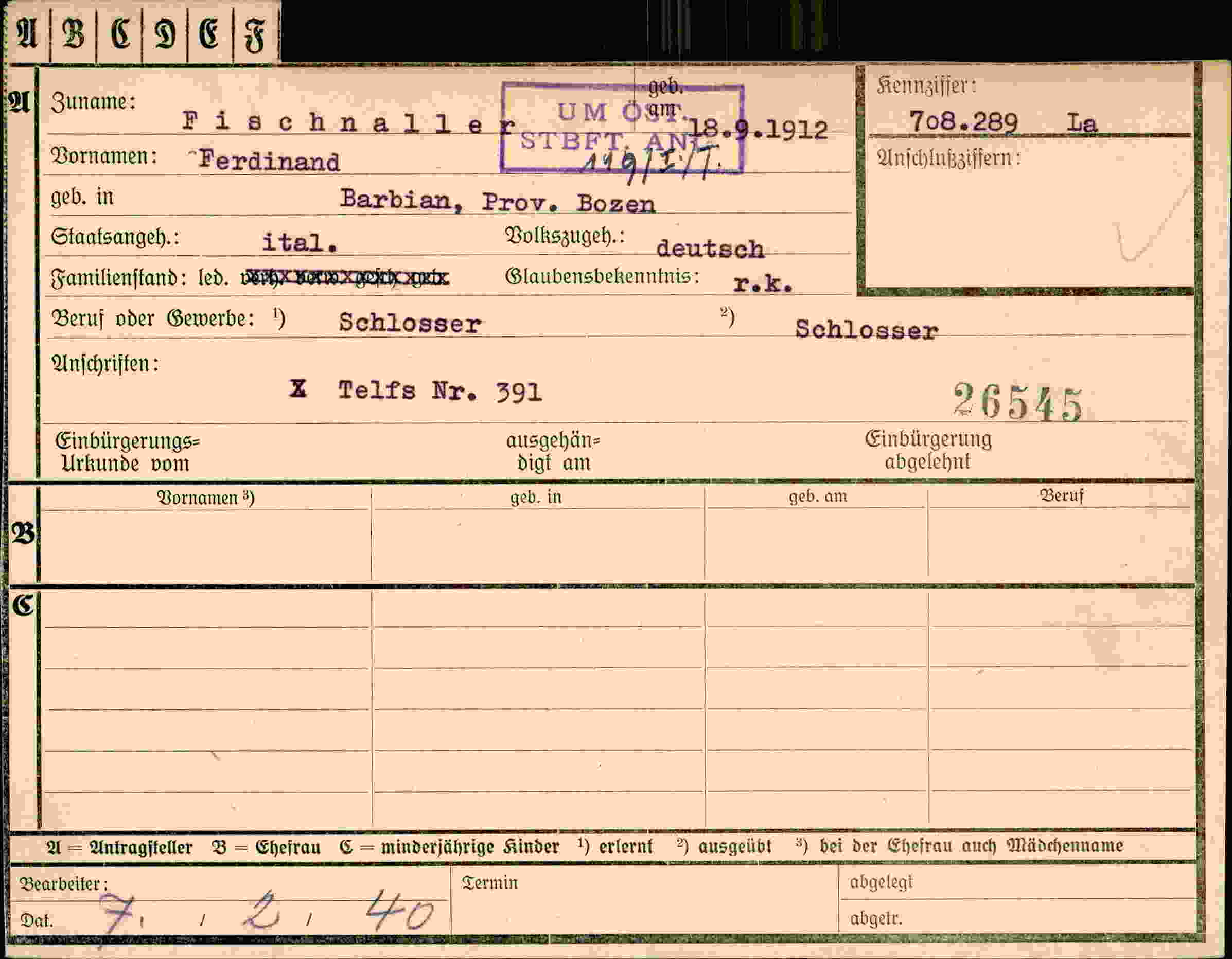 Dokument für Ferdinand Ognr