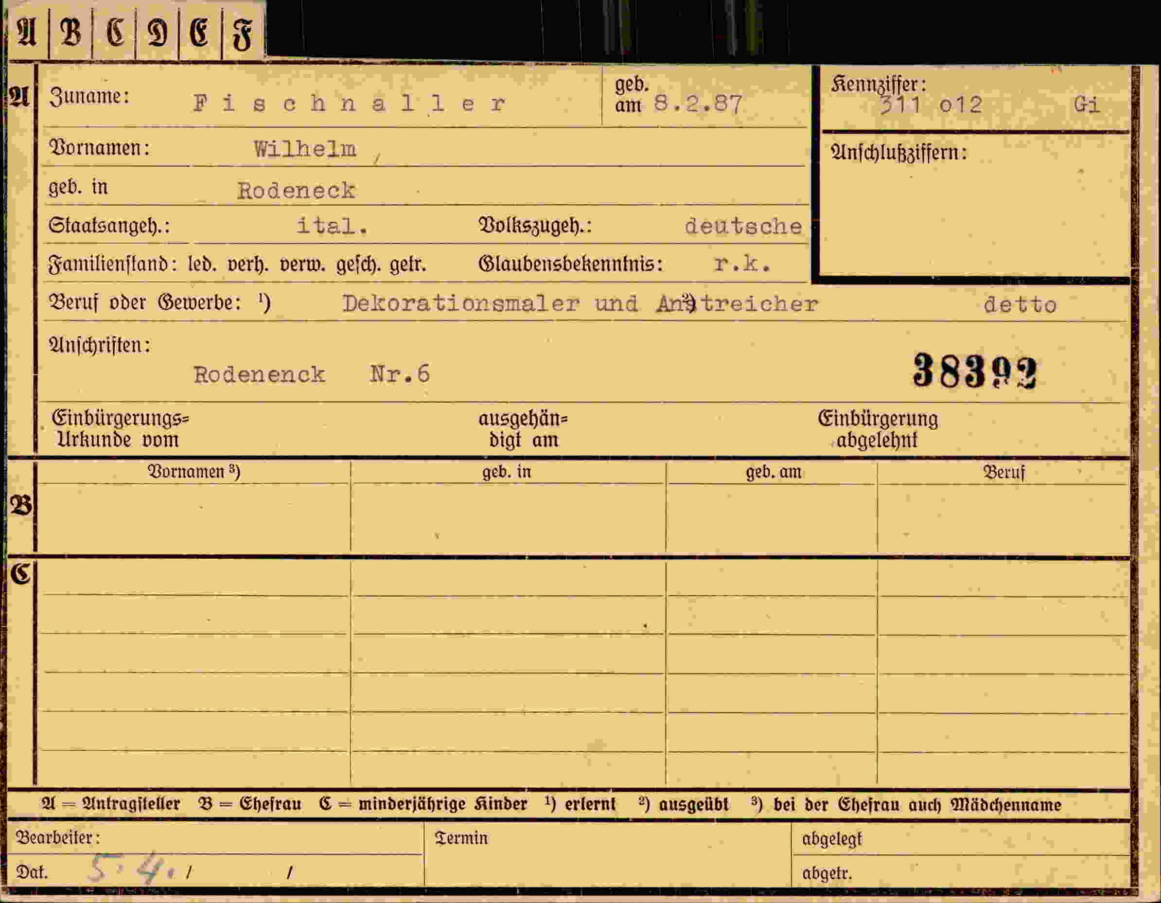 Dokument für Wilhelm Fischnaller