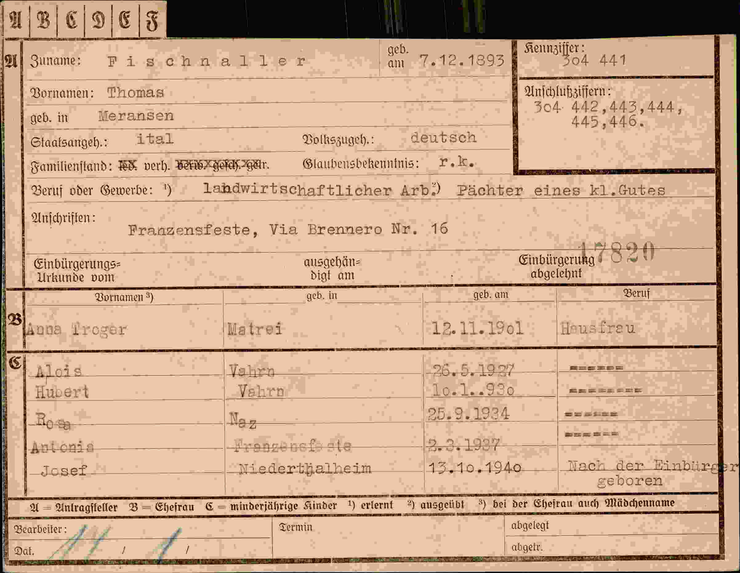 Dokument für Thomas Fischnaller