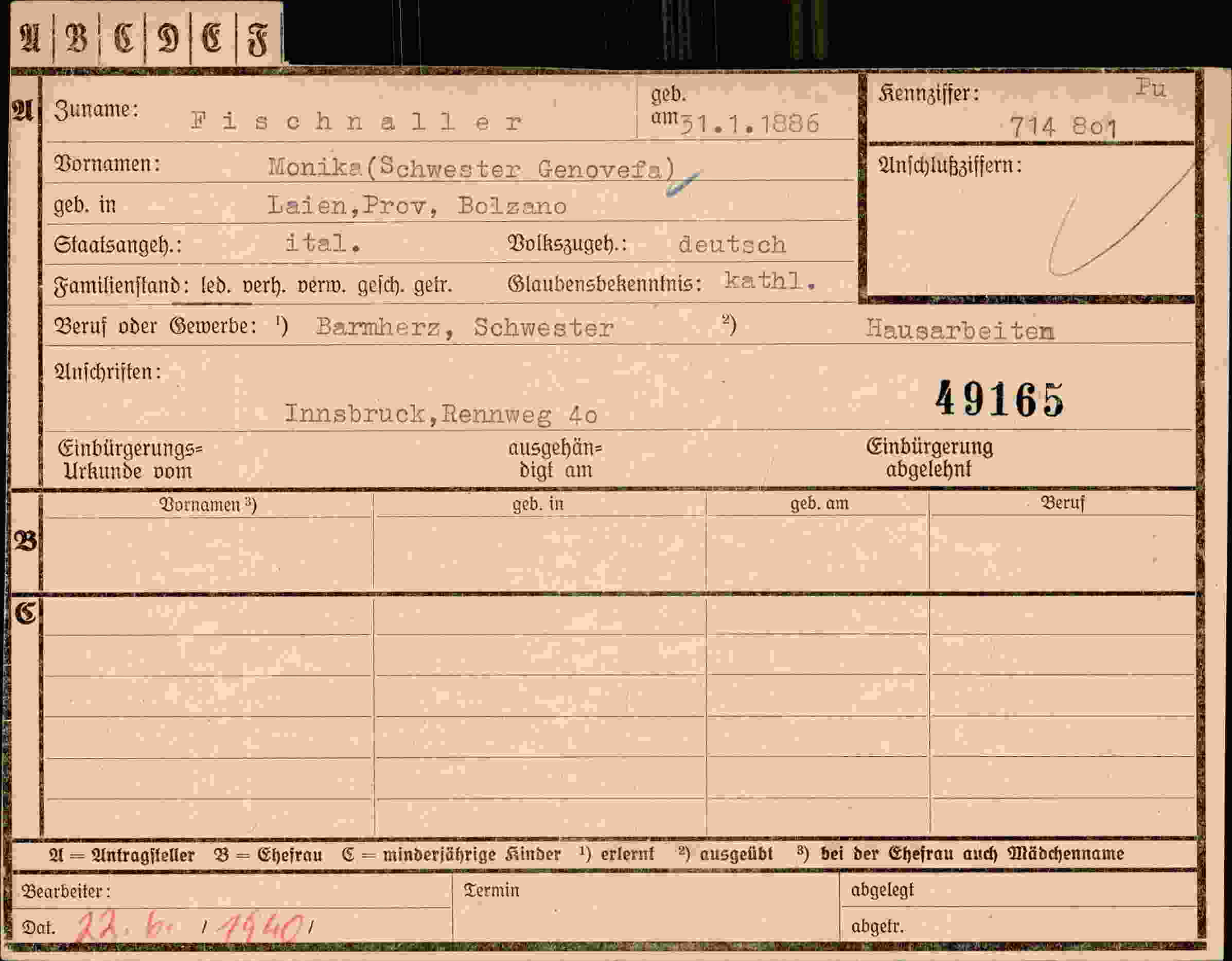 Dokument für Monika Fischnaller