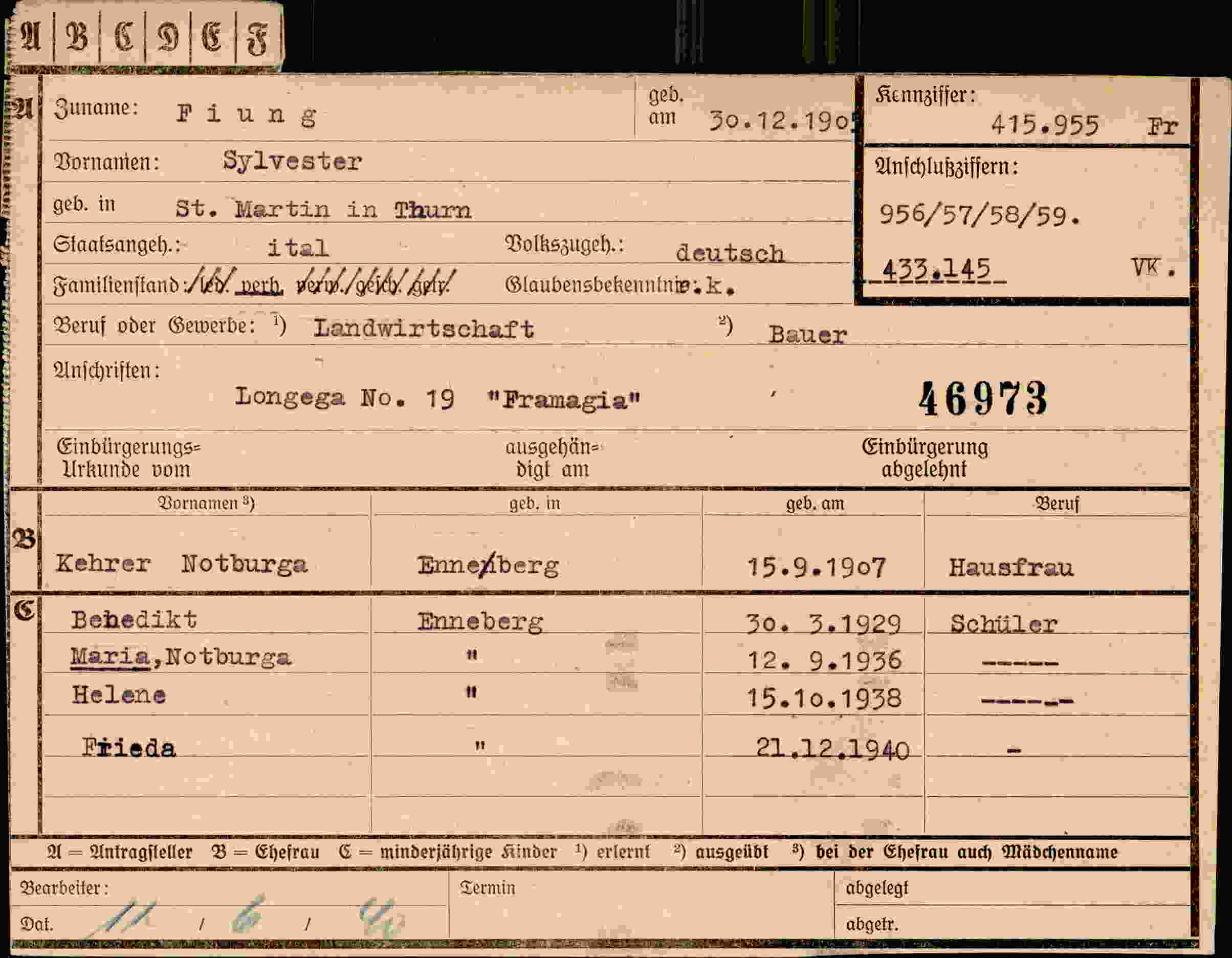 Vorderseite des Dokuments
