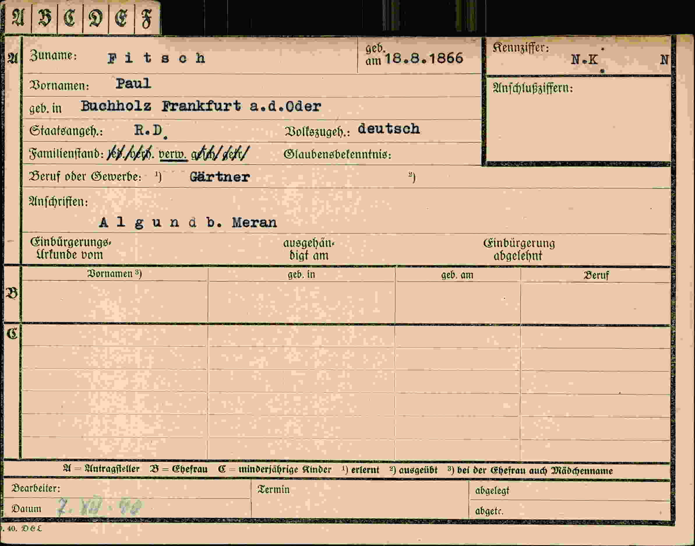 Dokument für Paul Fitsch