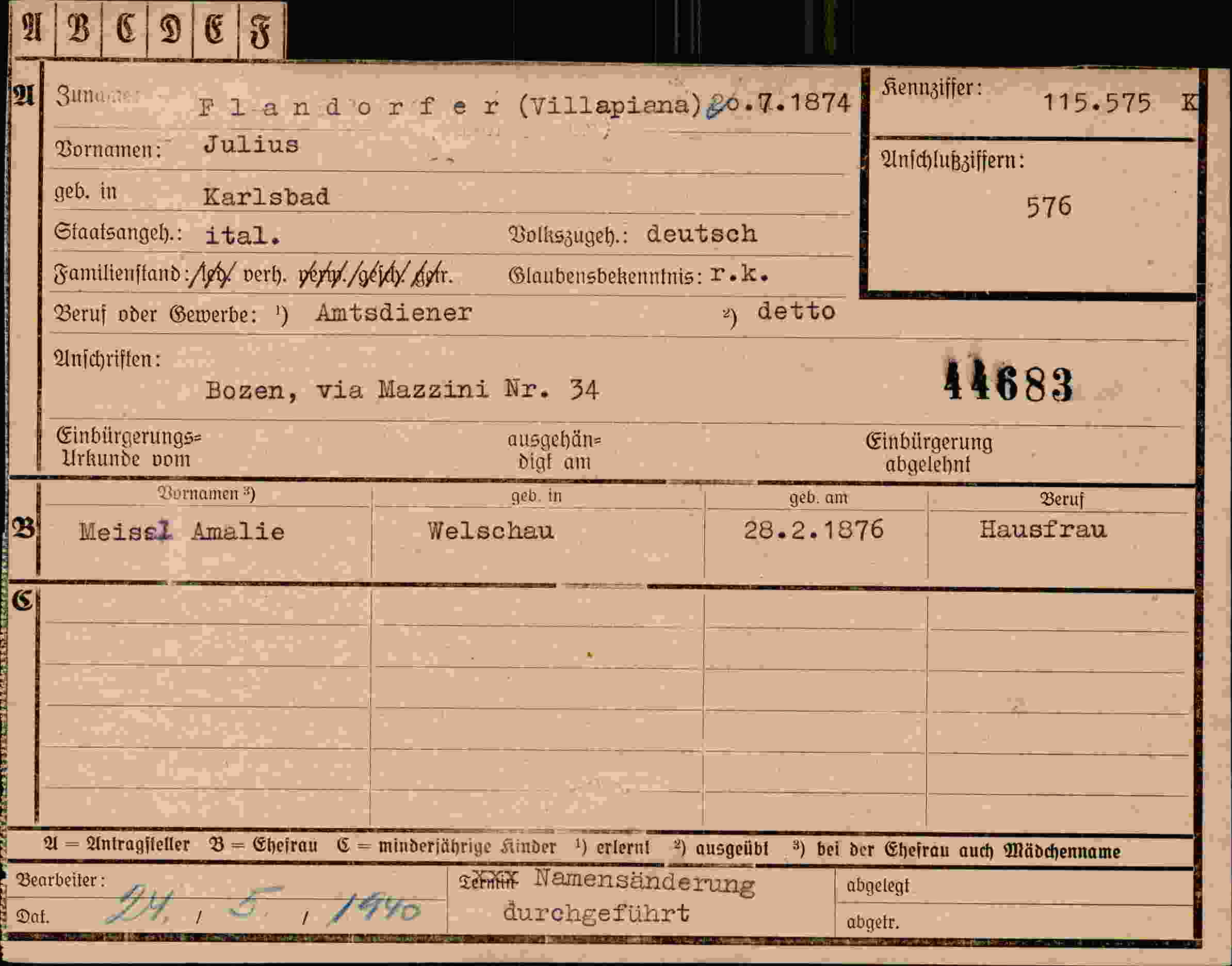 Dokument für Julius Flandorfer