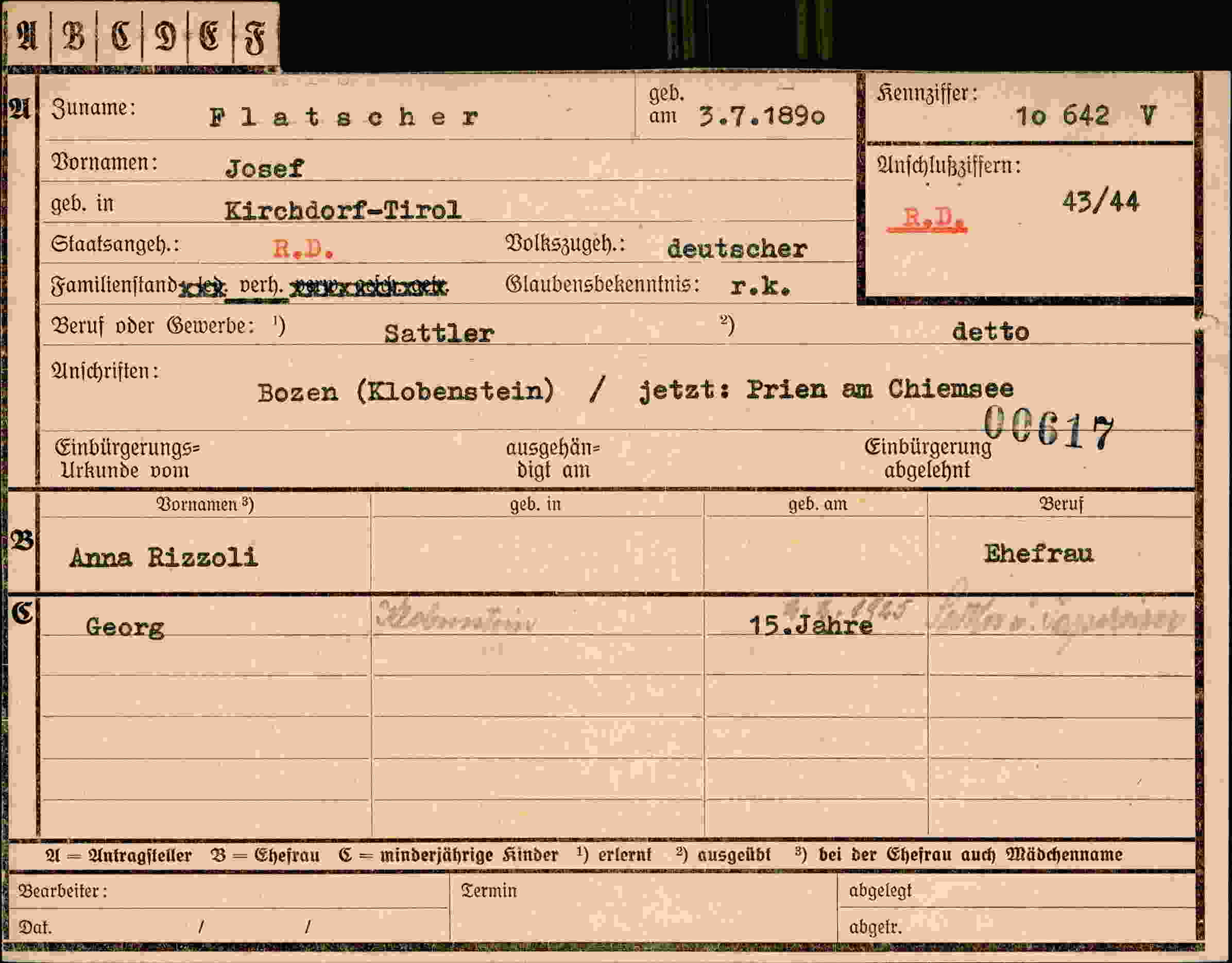 Dokument für Josef Flatscher