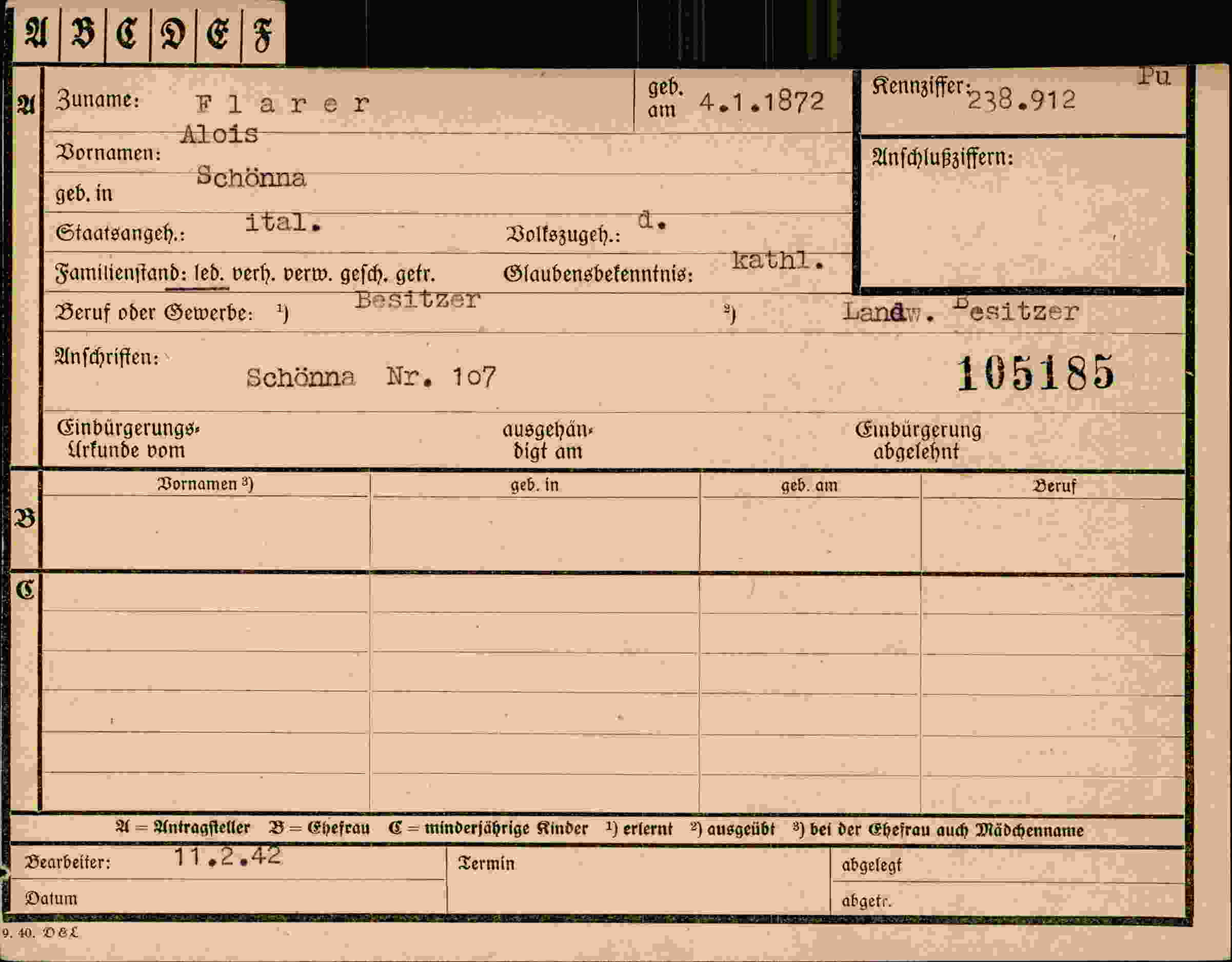 Dokument für Alois Flarer