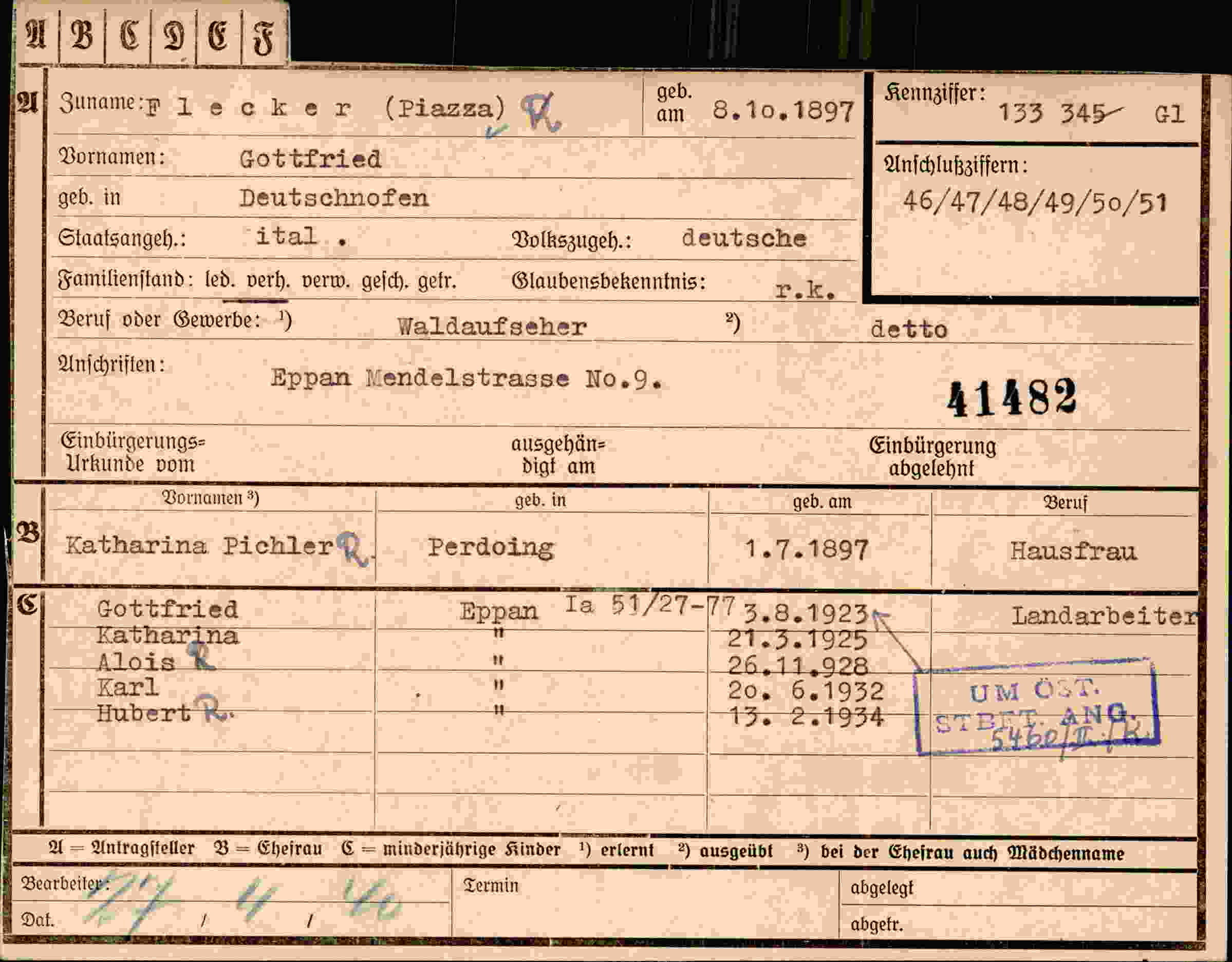 Dokument für Gottfried Flecker