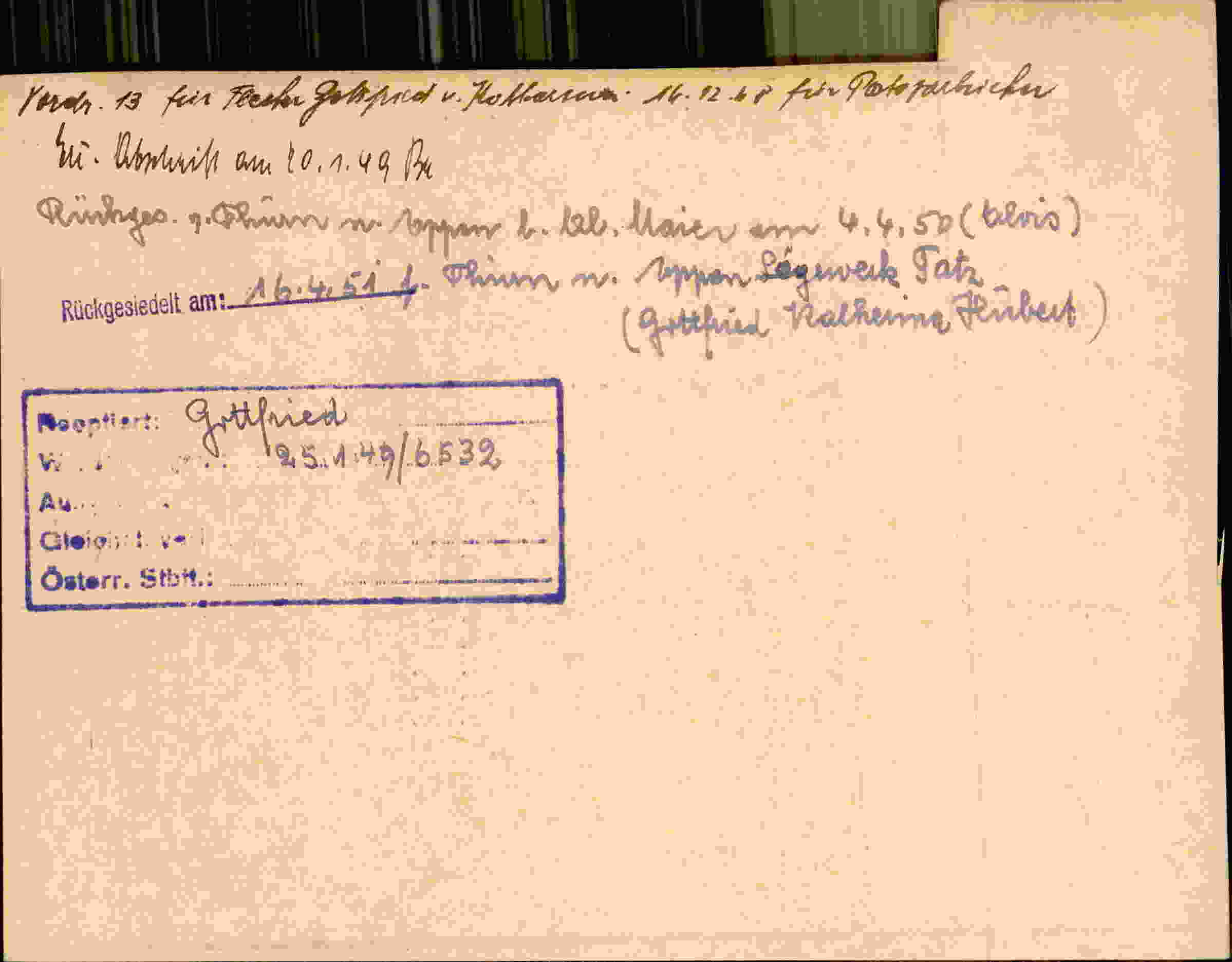 Rückseite des Dokuments