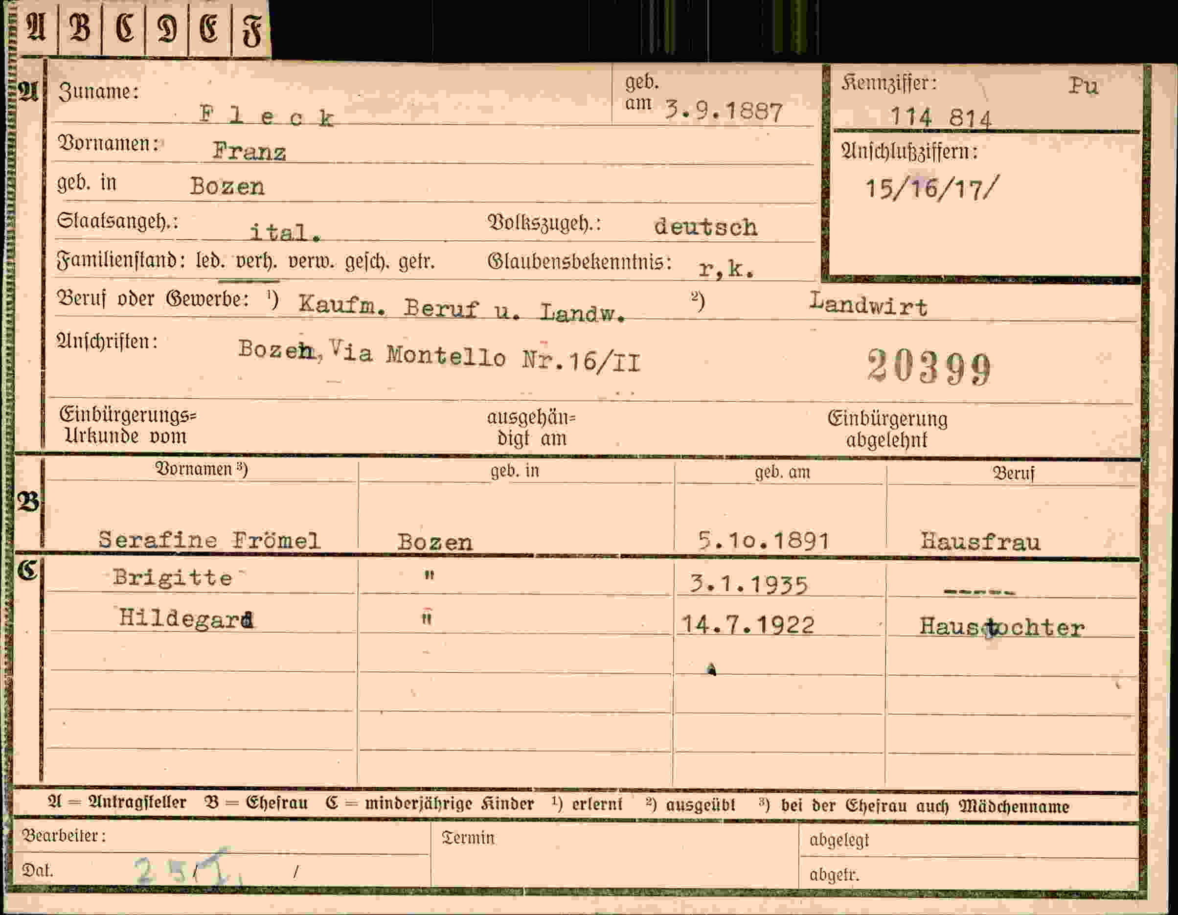 Dokument für Franz Fleck