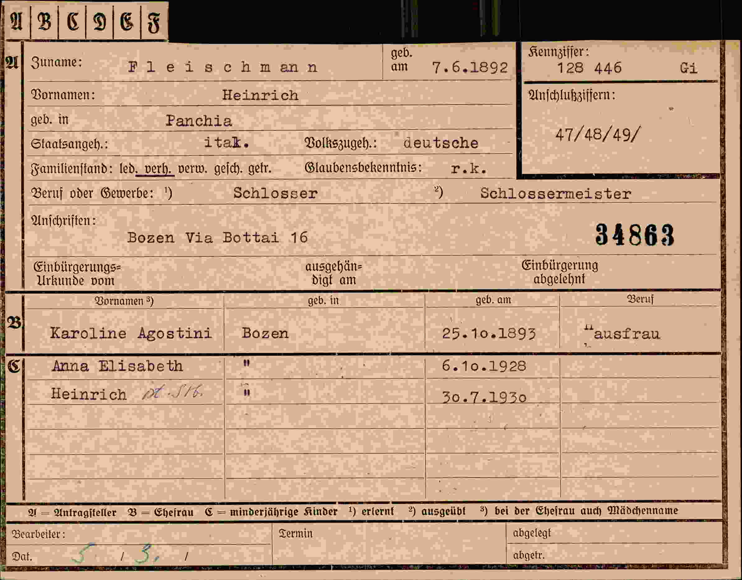 Dokument für Heinrich Fleischmann