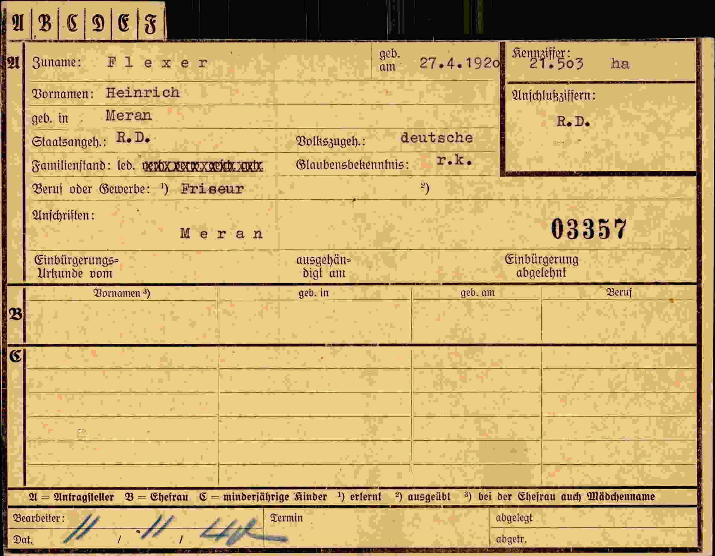 Dokument für Heinrich Flexer