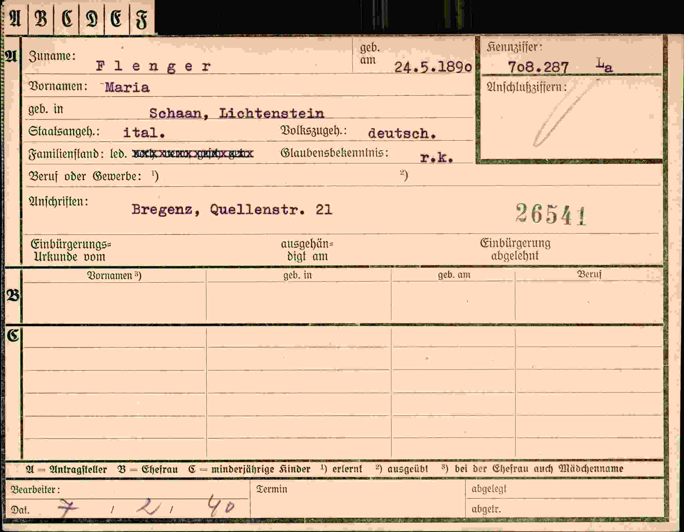 Vorderseite des Dokuments