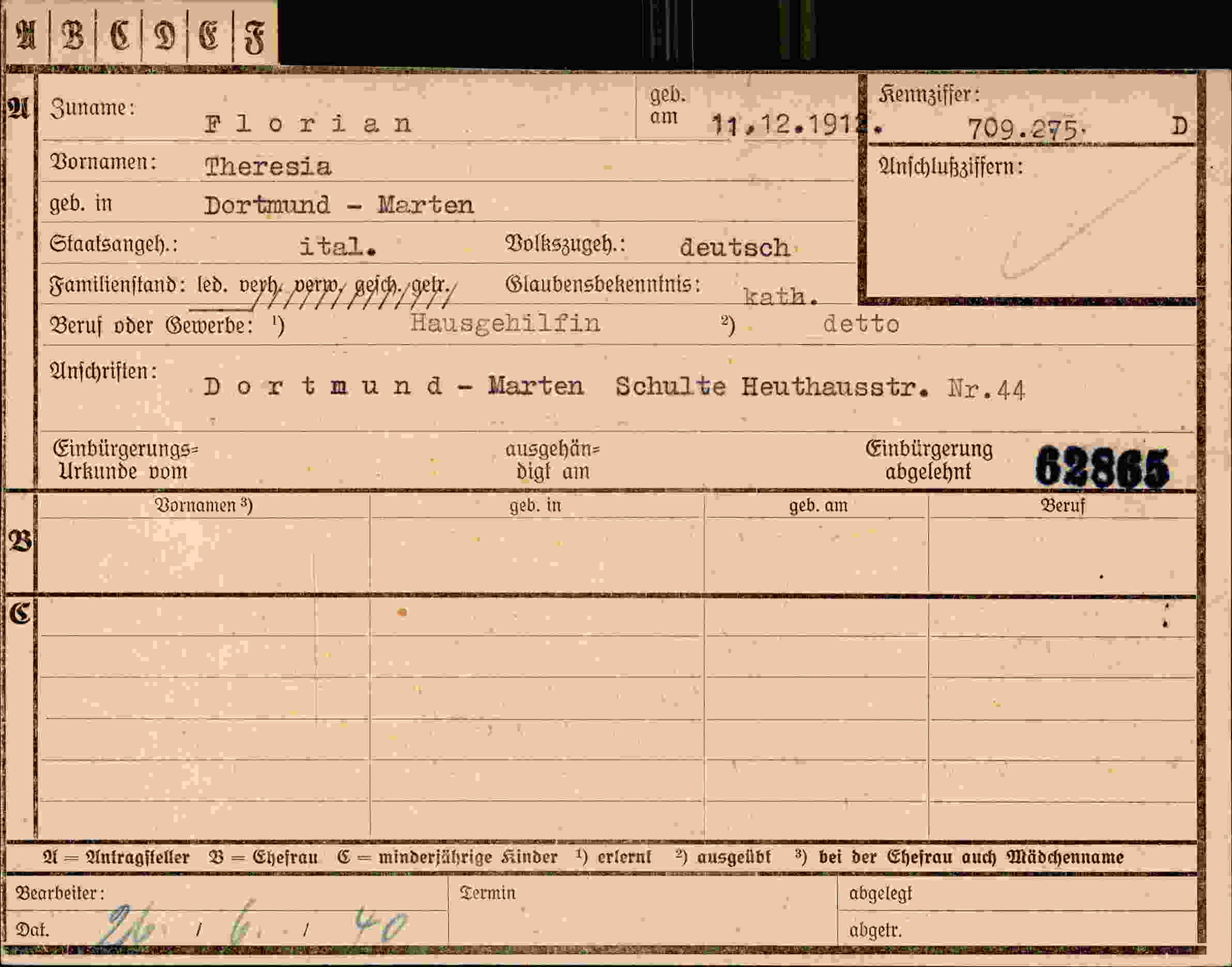 Vorderseite des Dokuments
