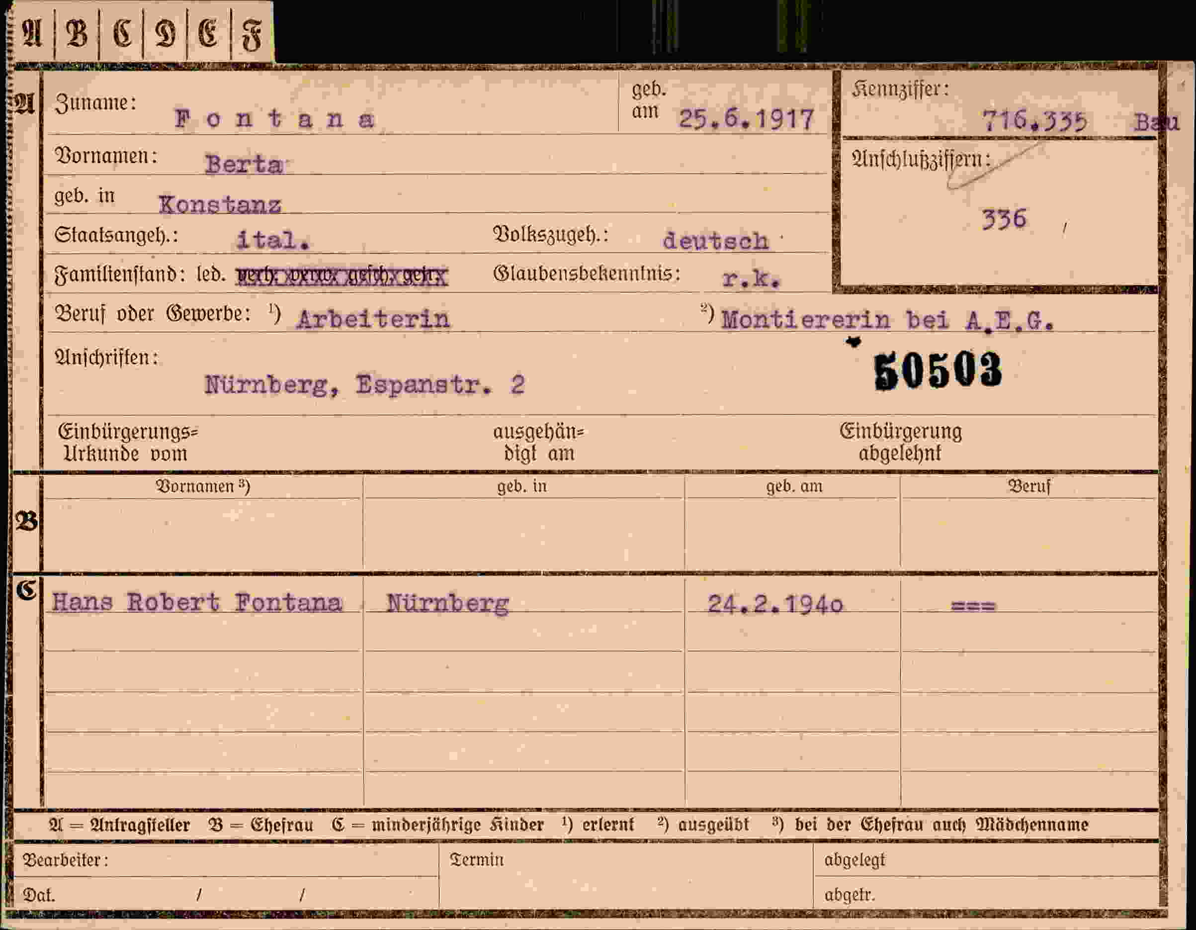 Dokument für Berta Fontana
