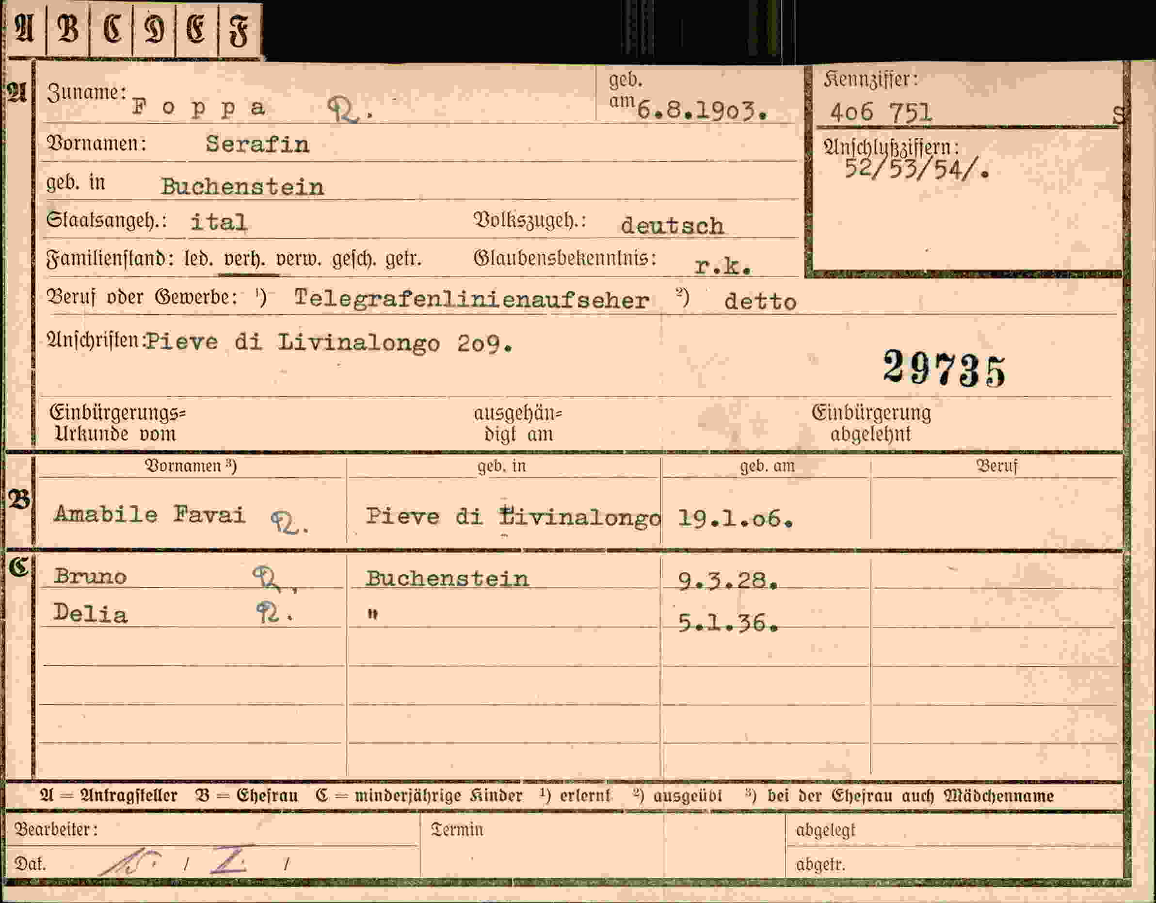 Vorderseite des Dokuments