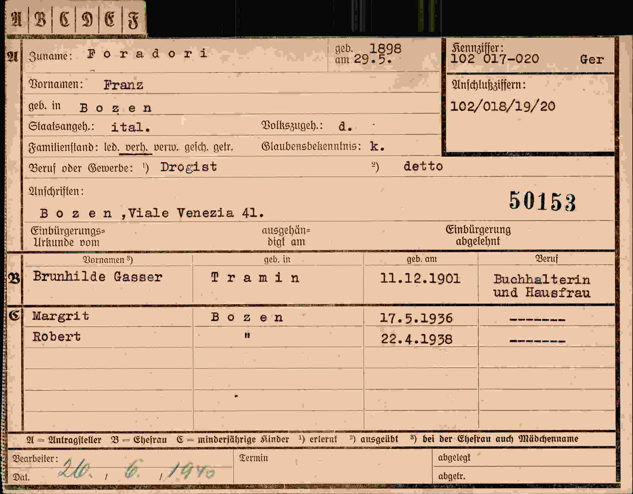 Dokument für Franz Foradori