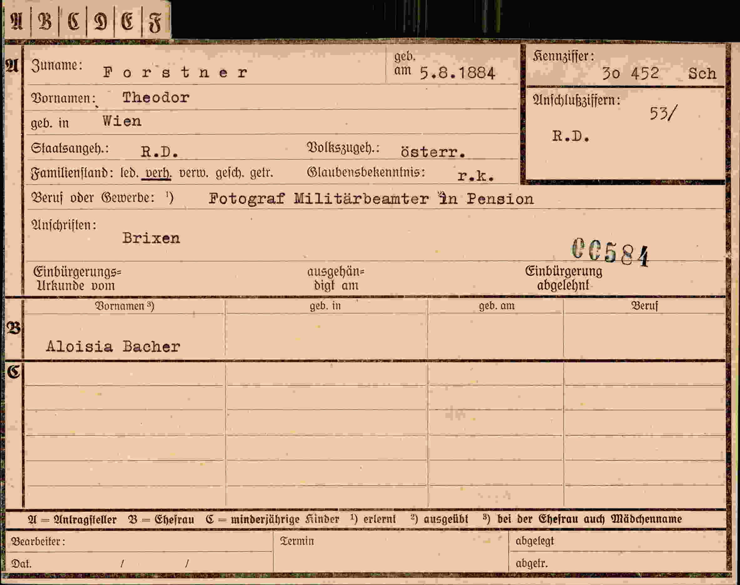 Dokument für Theodor Forstner