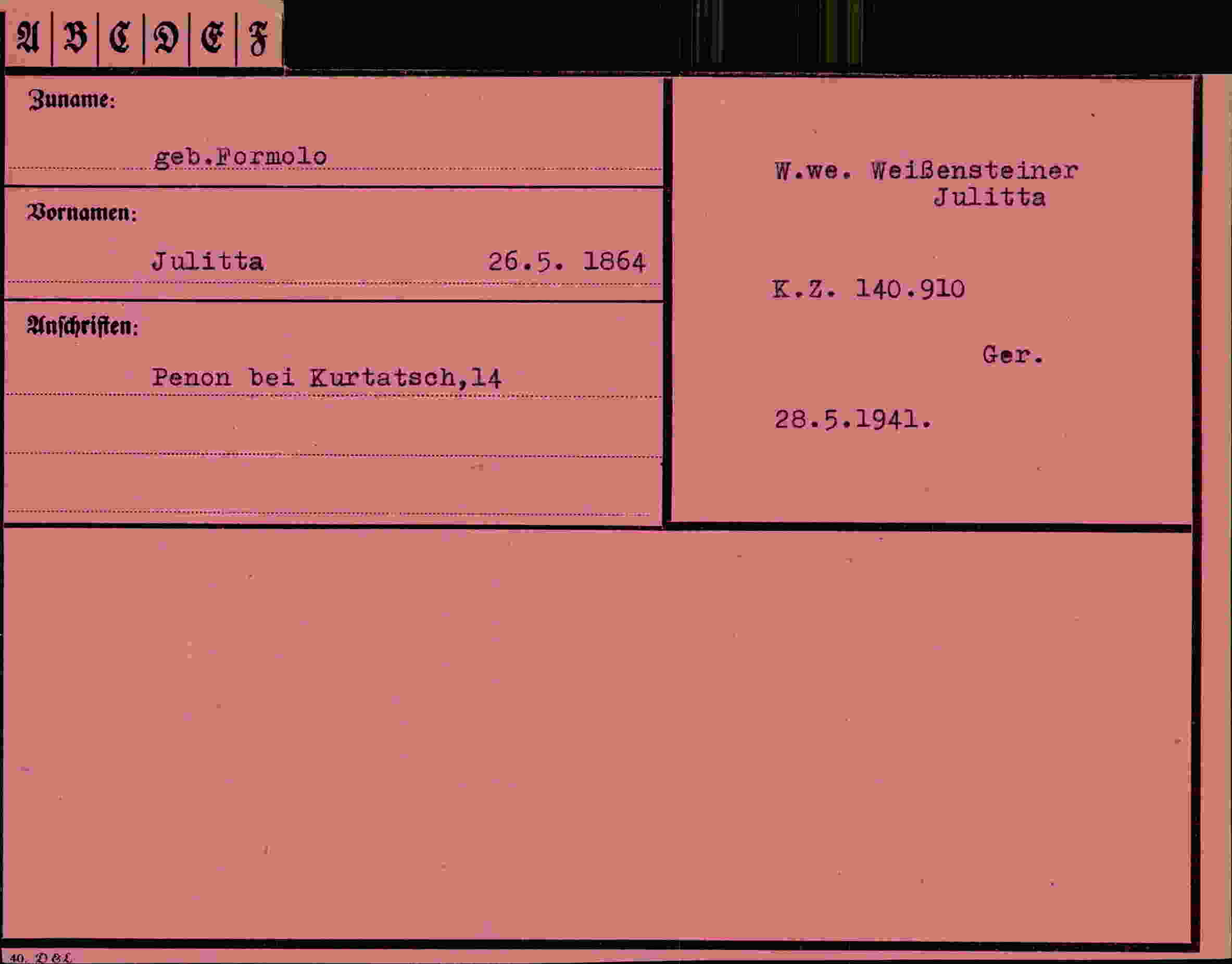Vorderseite des Dokuments