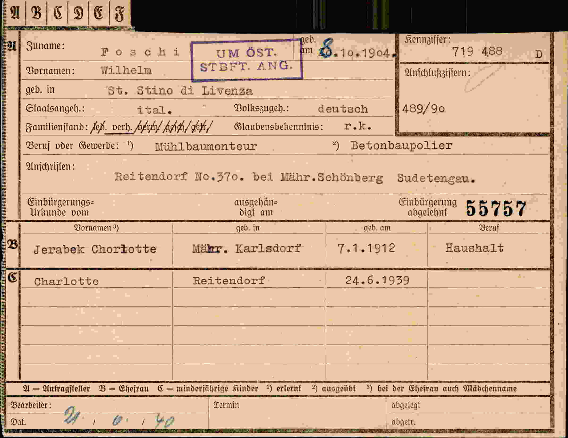 Dokument für Wilhelm Foschi