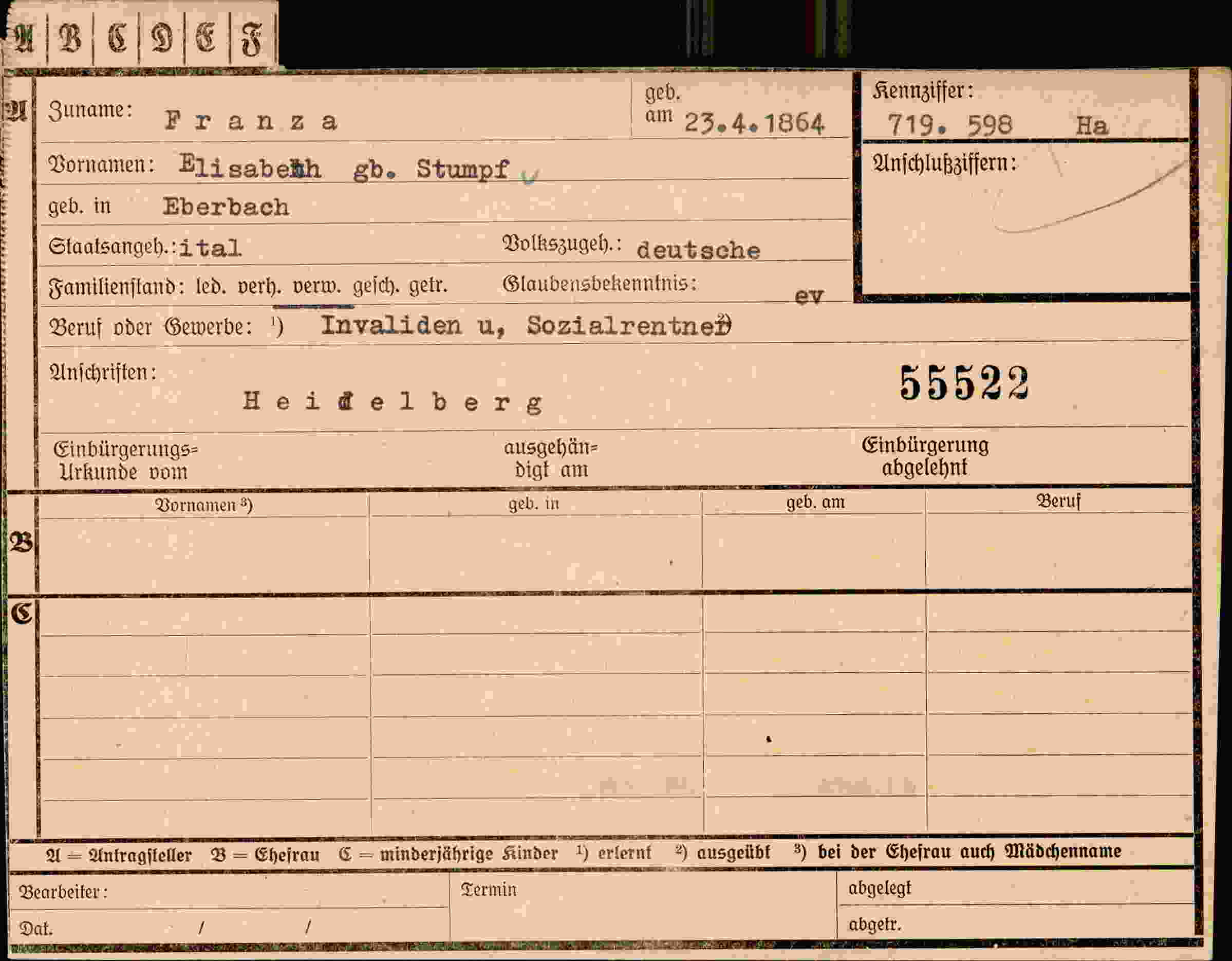 Dokument für Elisabeth Franza