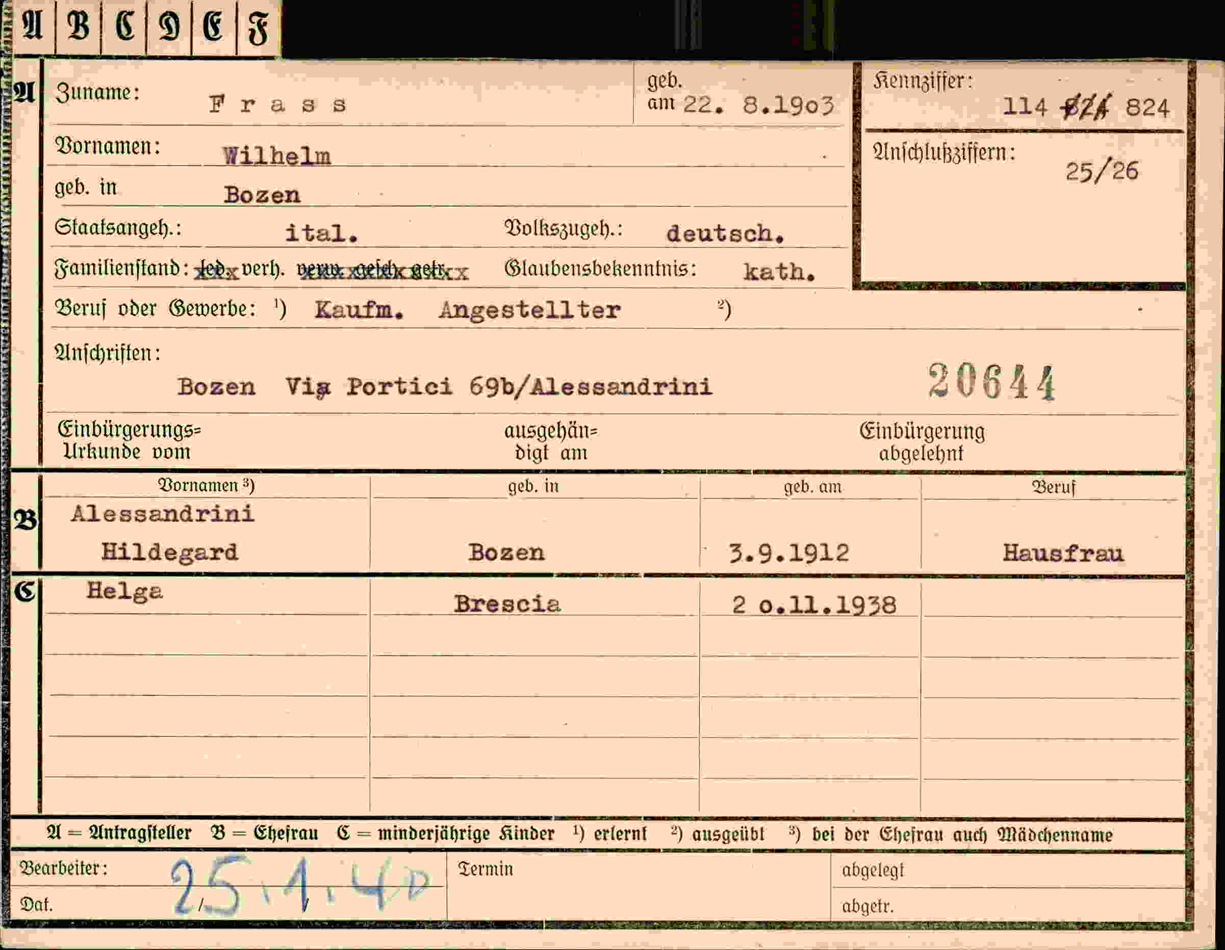 Dokument für Wilhelm Frass