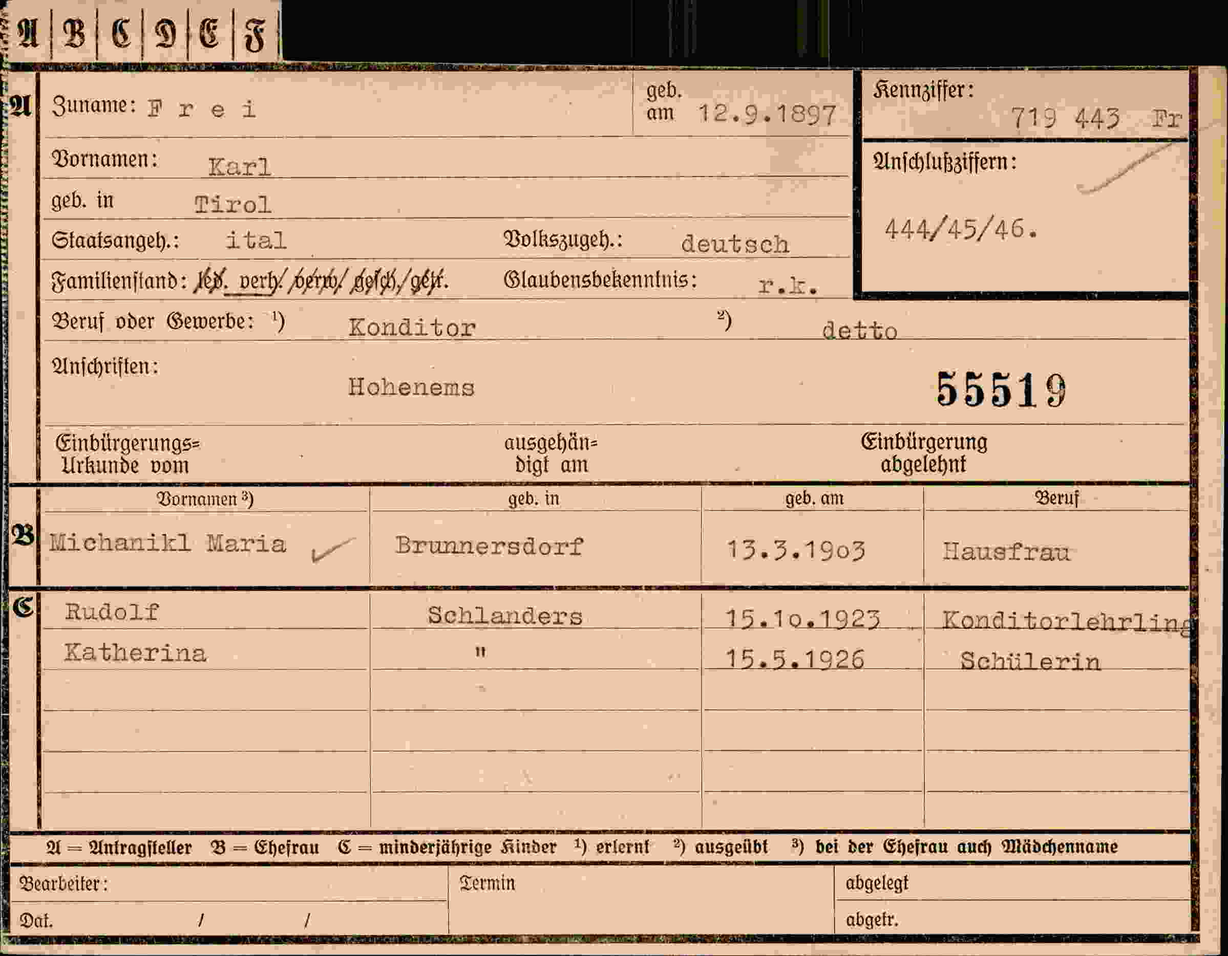 Dokument für Karl Frei