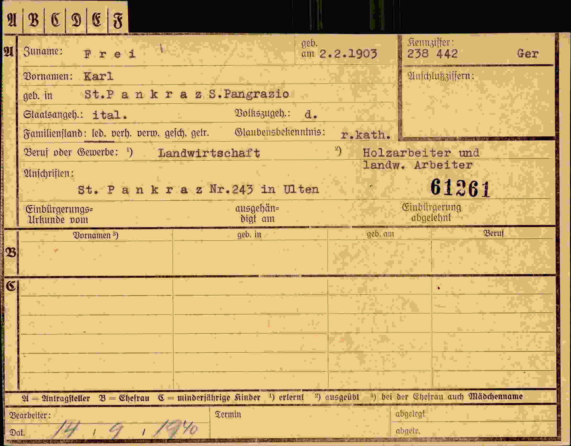Dokument für Karl Frei