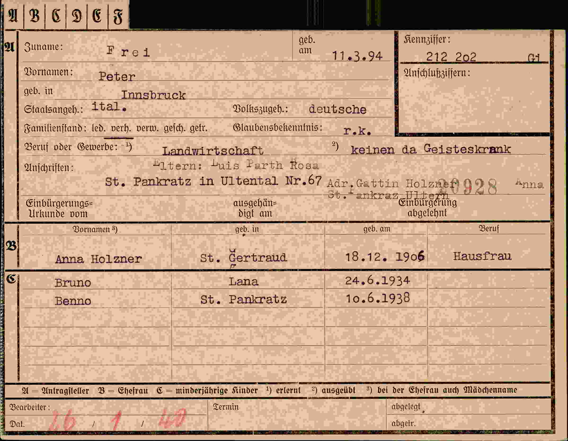Dokument für Peter Frei