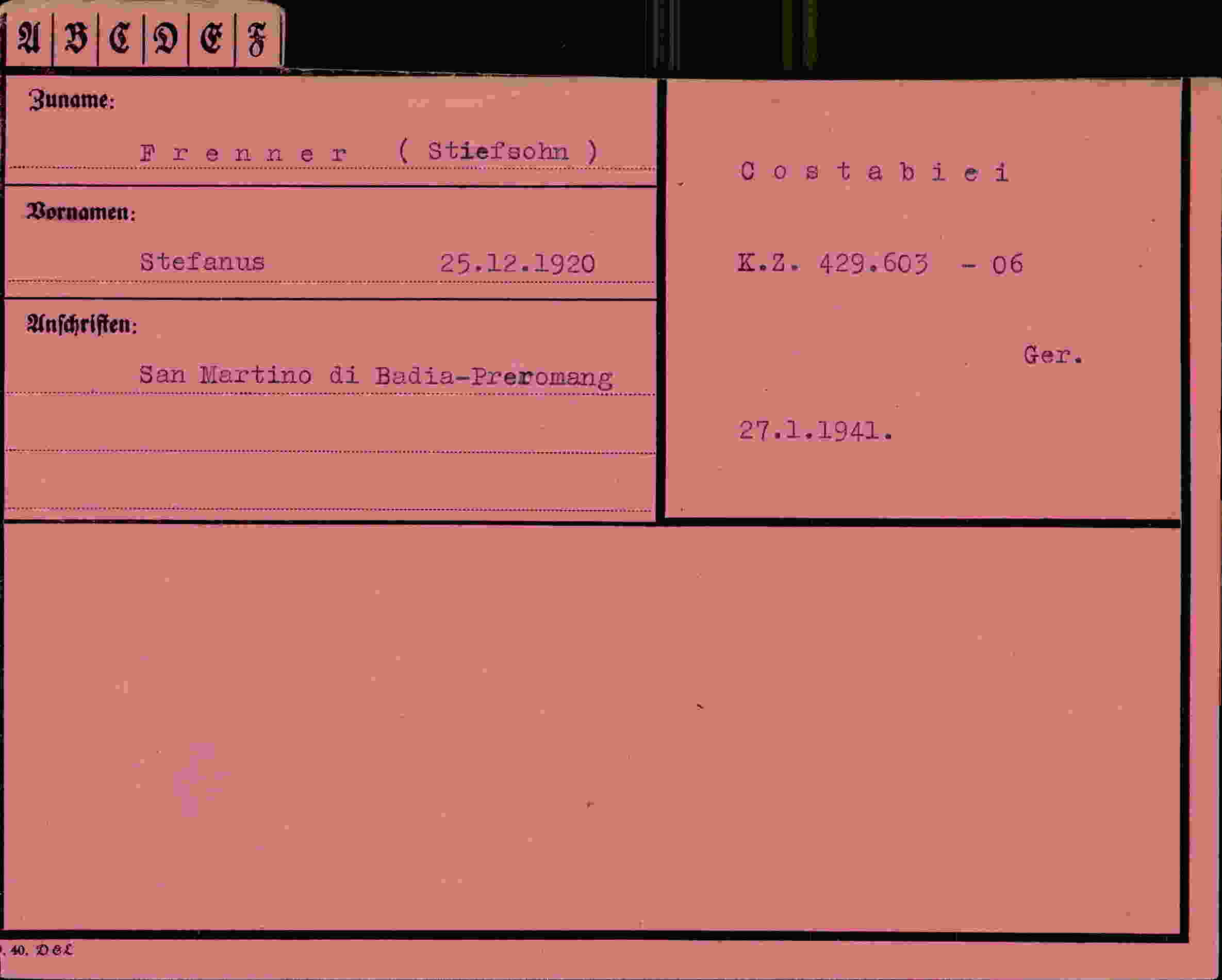 Vorderseite des Dokuments