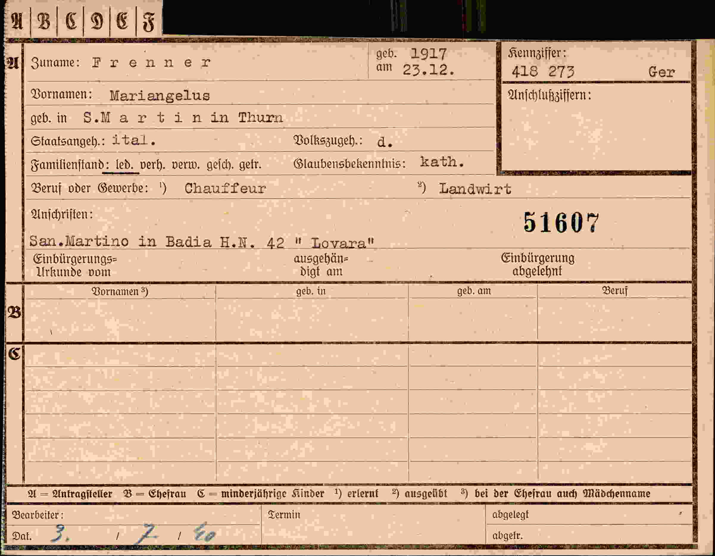 Dokument für Mariangelus Brenner