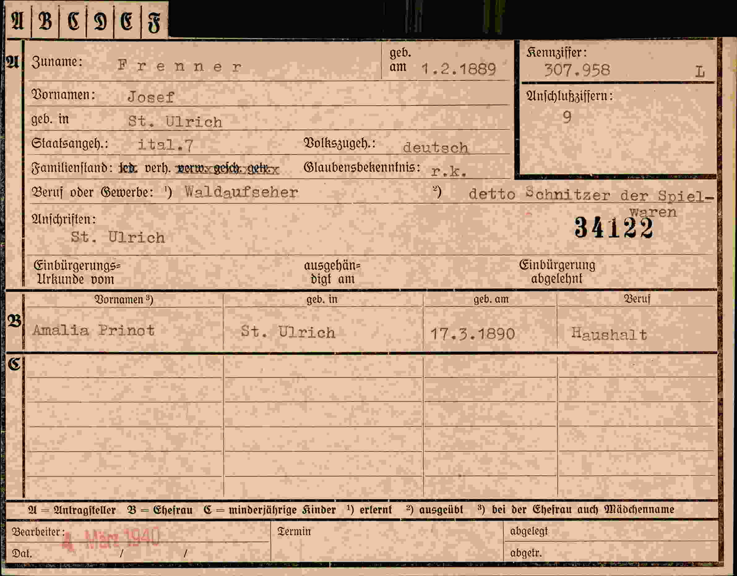 Dokument für Josef Trenner