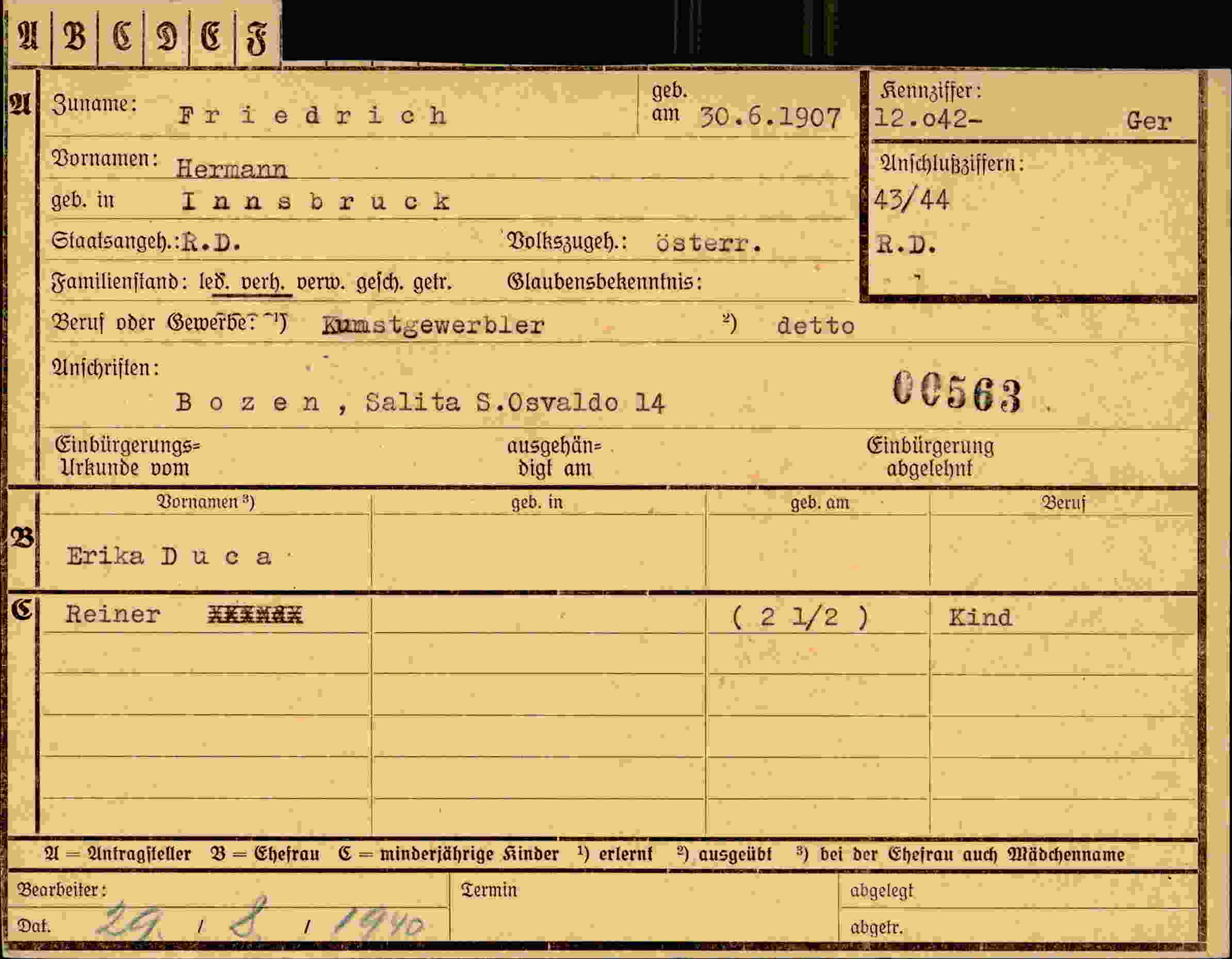 Dokument für Hermann Friedrich
