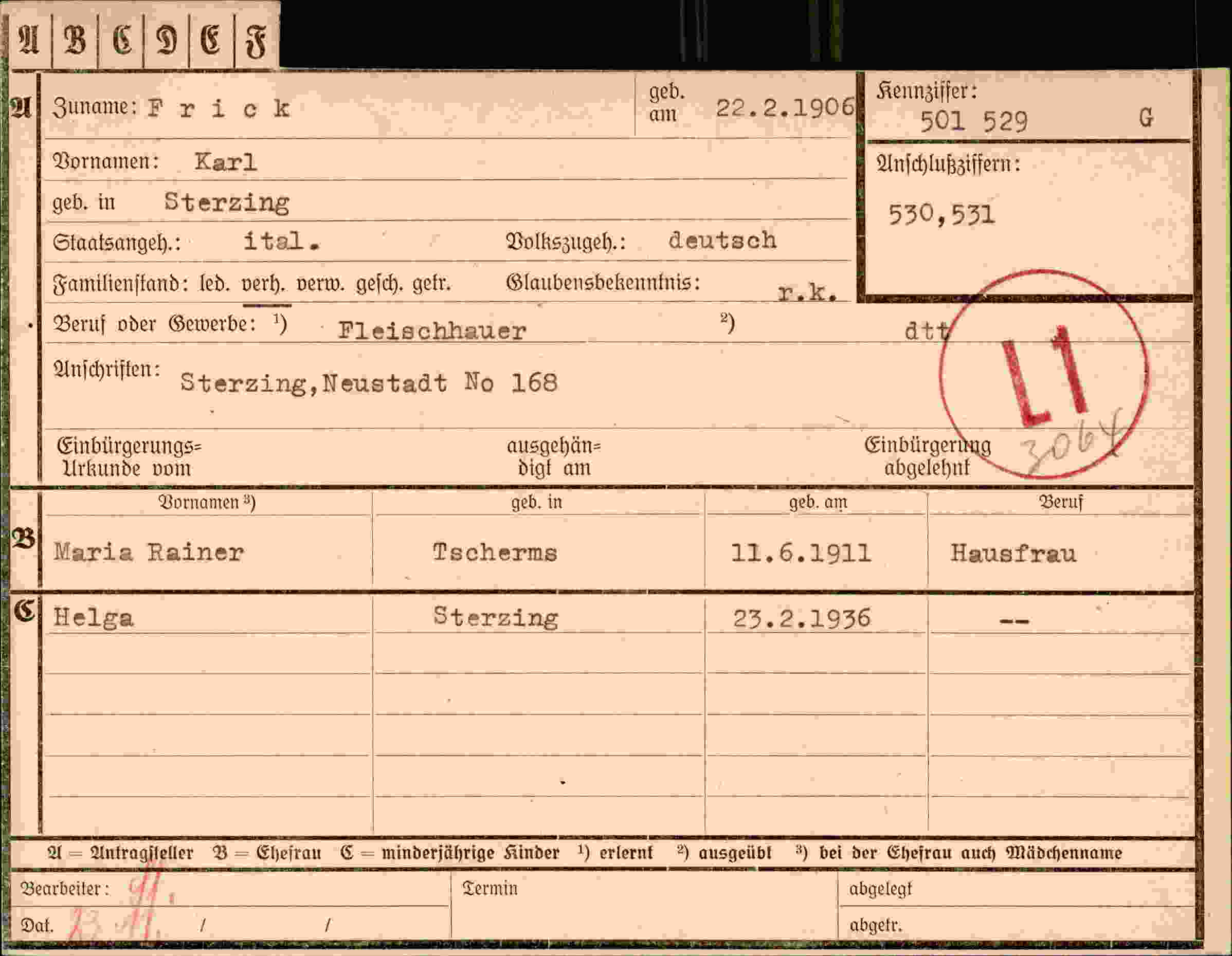 Dokument für Karl Frick