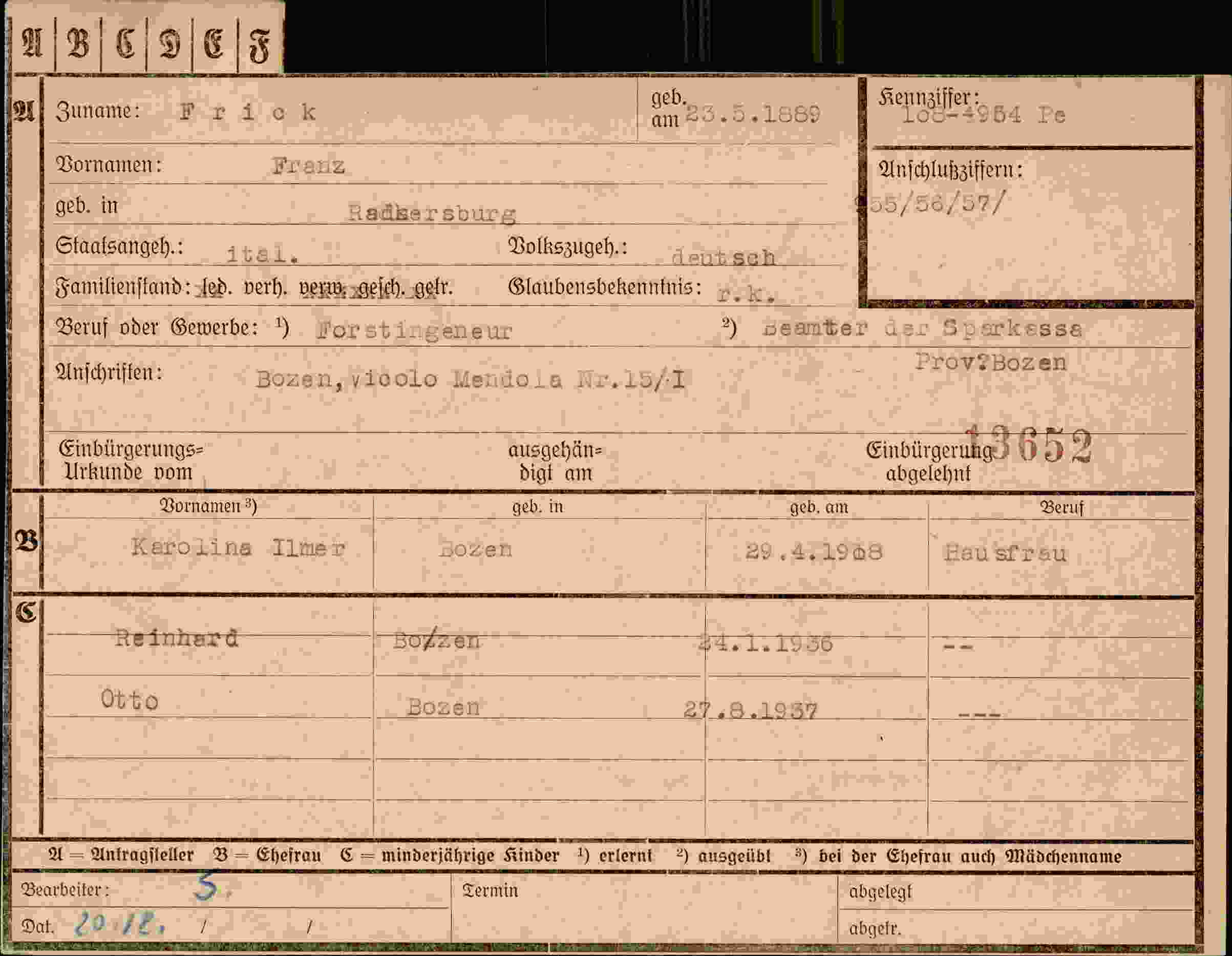 Dokument für Franz Frick