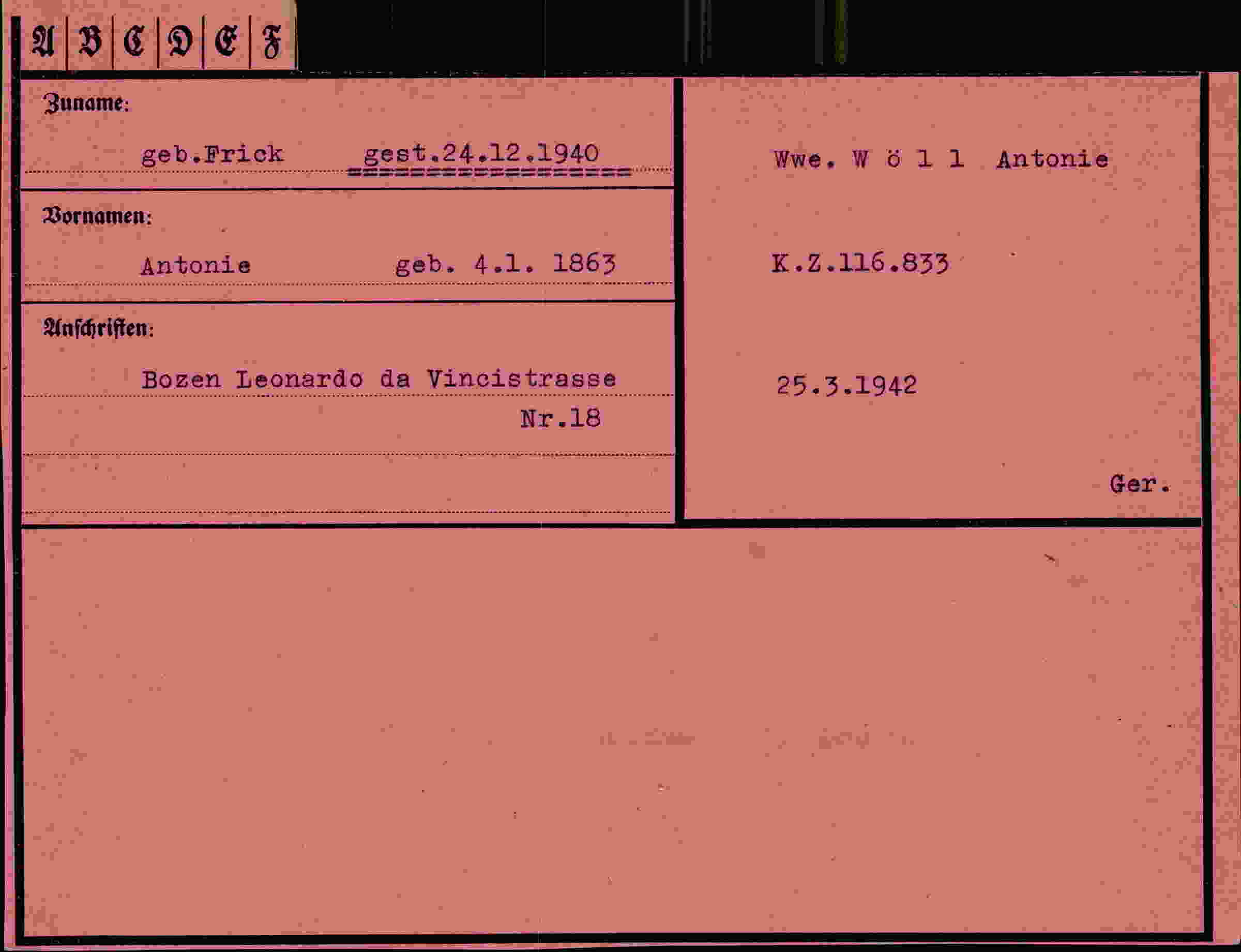Vorderseite des Dokuments