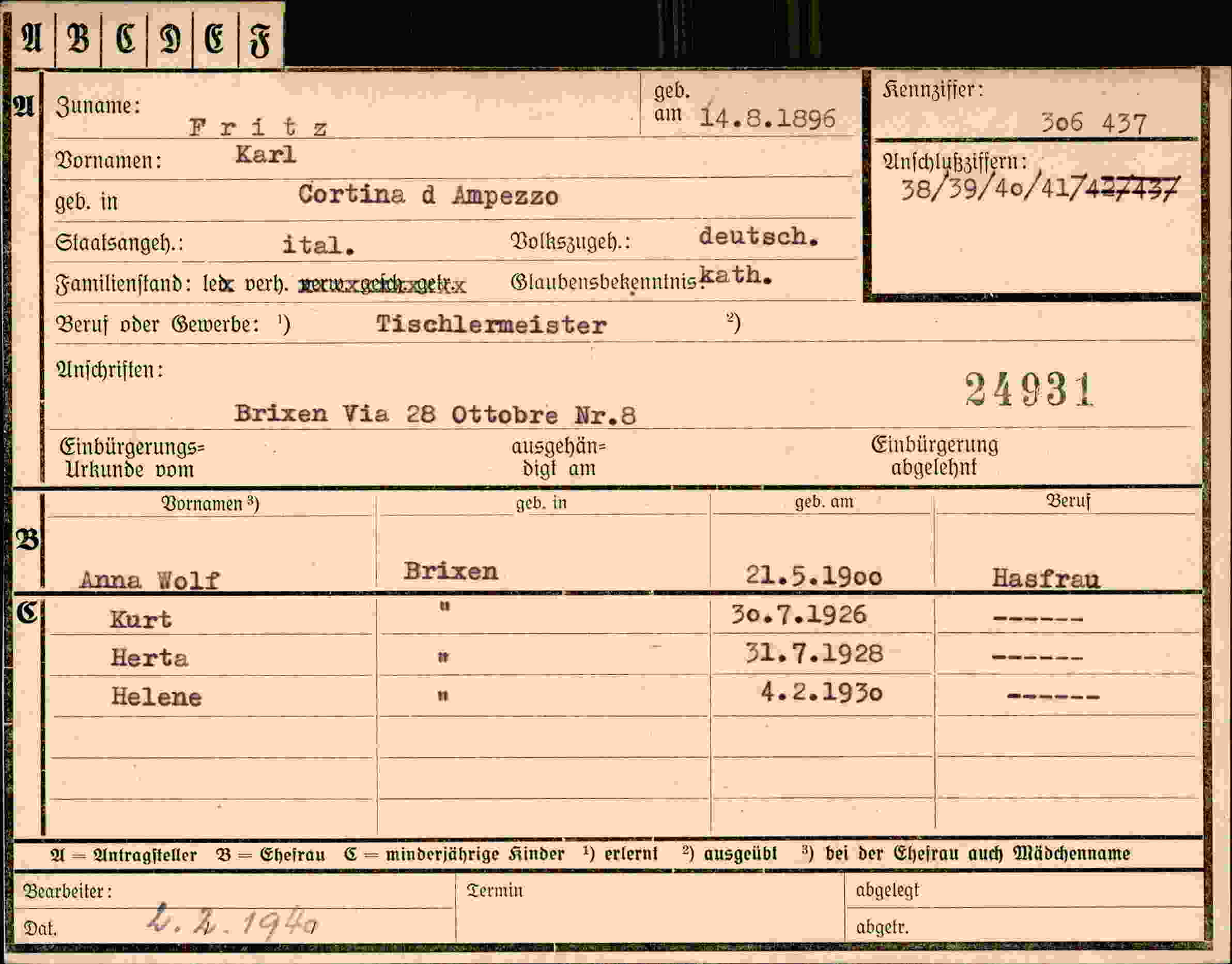 Dokument für Karl Fritz