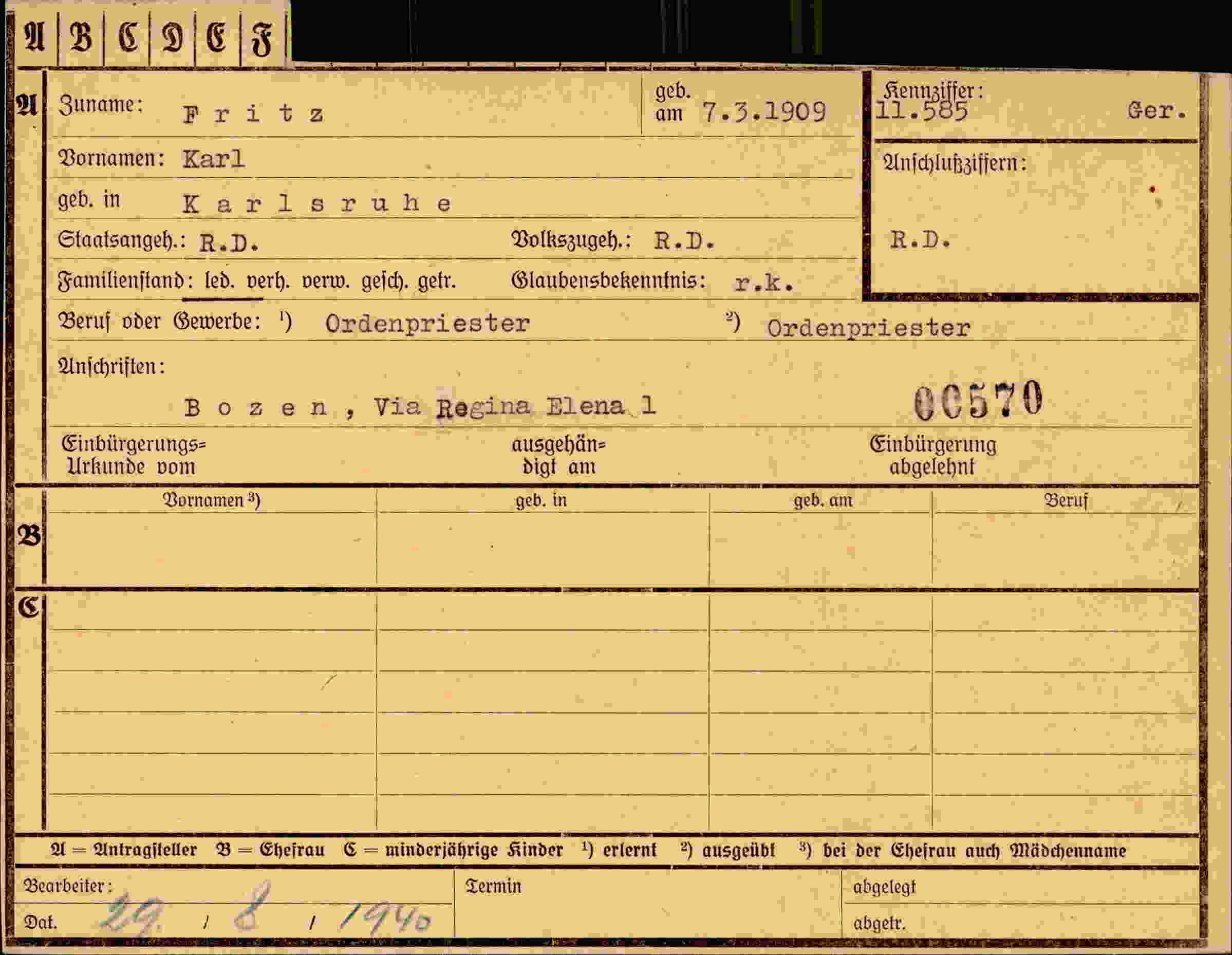 Dokument für Karl Fritz