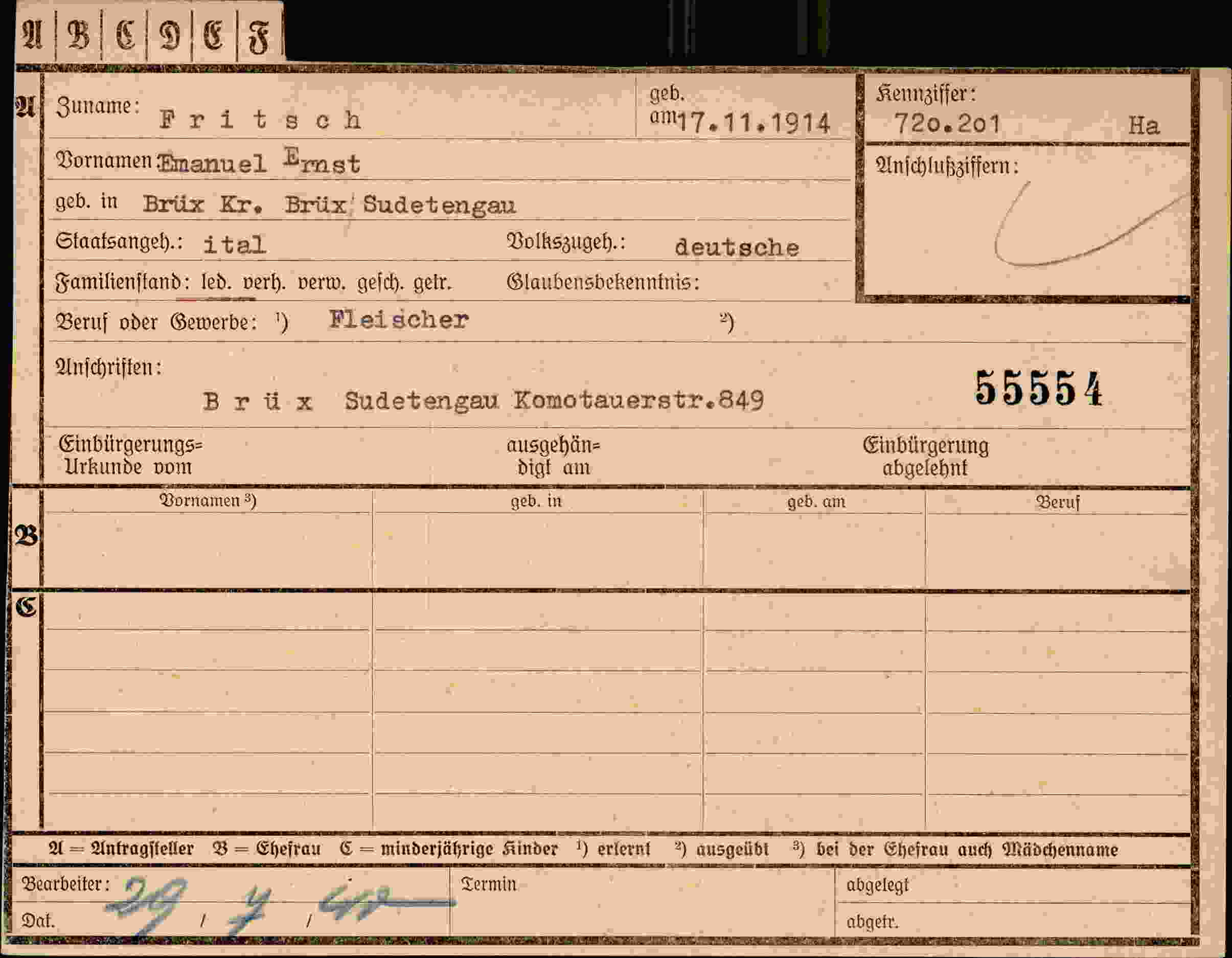 Dokument für Emanuel Ernst Fritsch