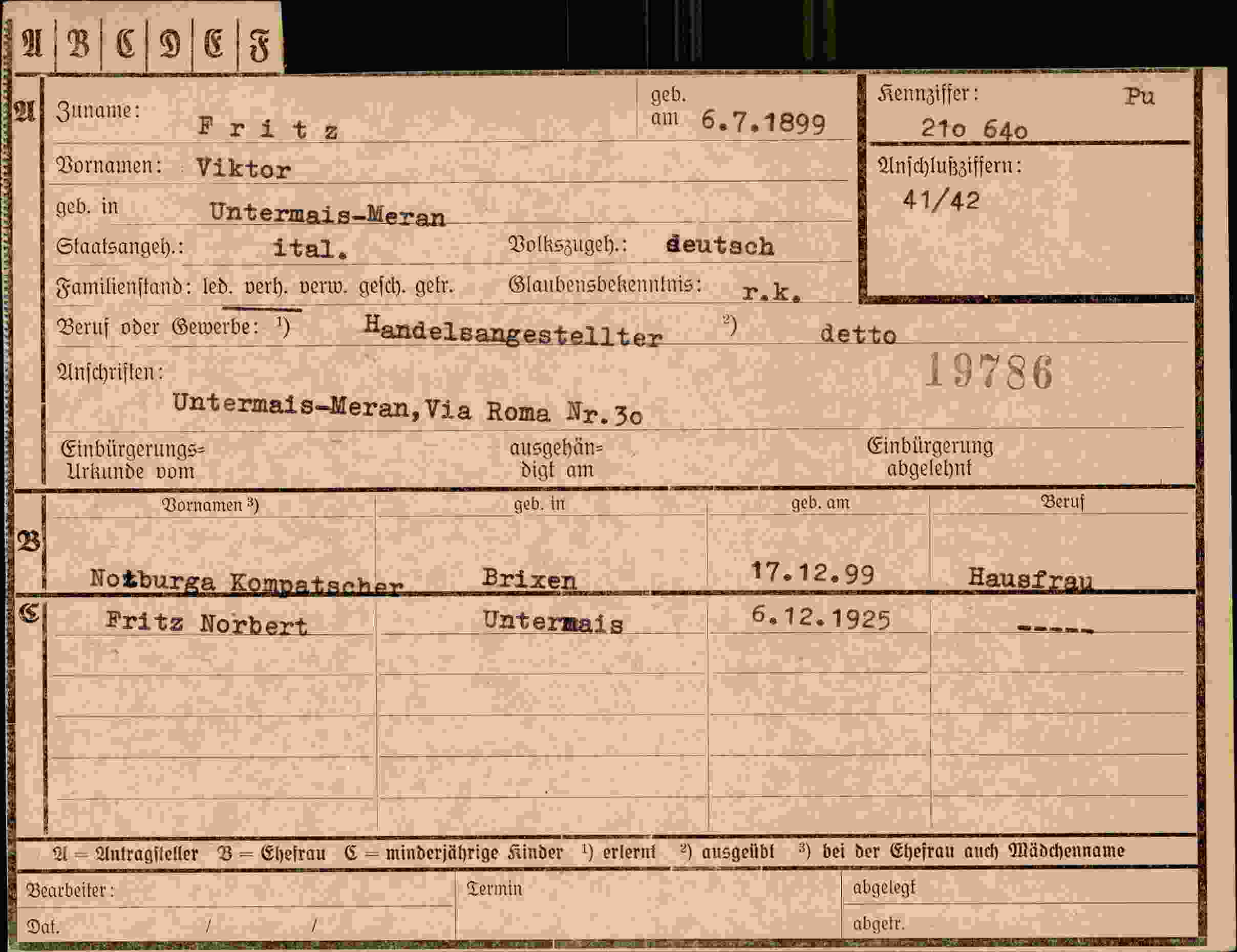 Vorderseite des Dokuments