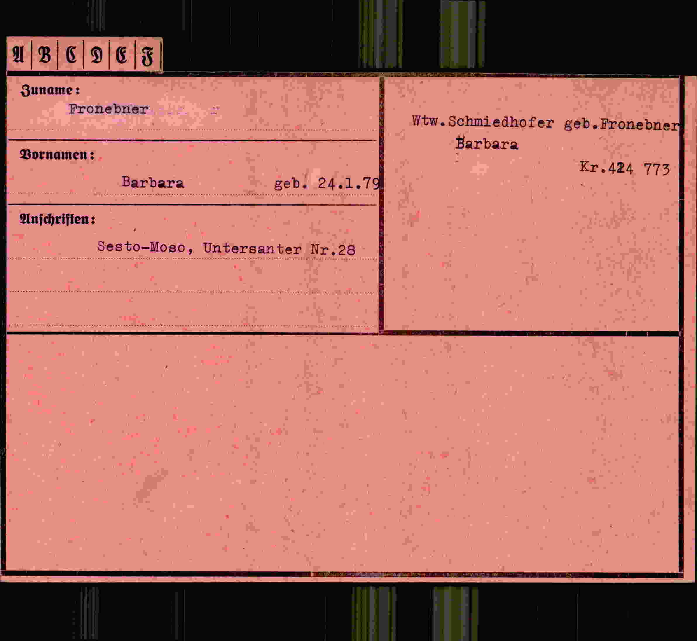 Vorderseite des Dokuments