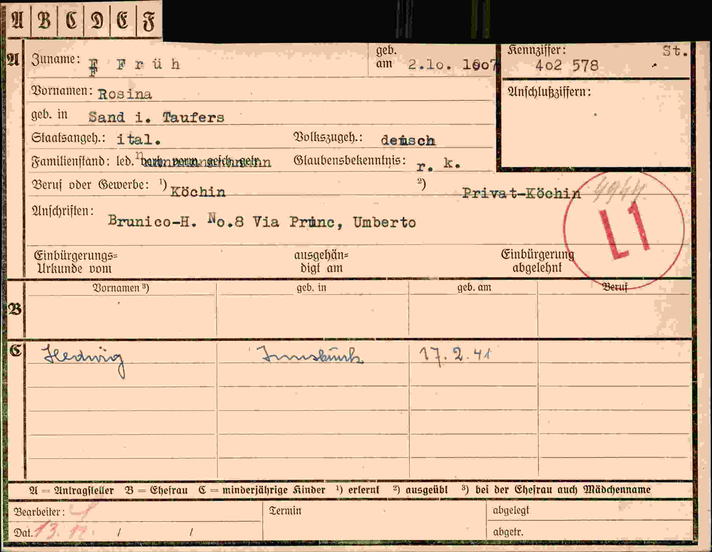 Vorderseite des Dokuments
