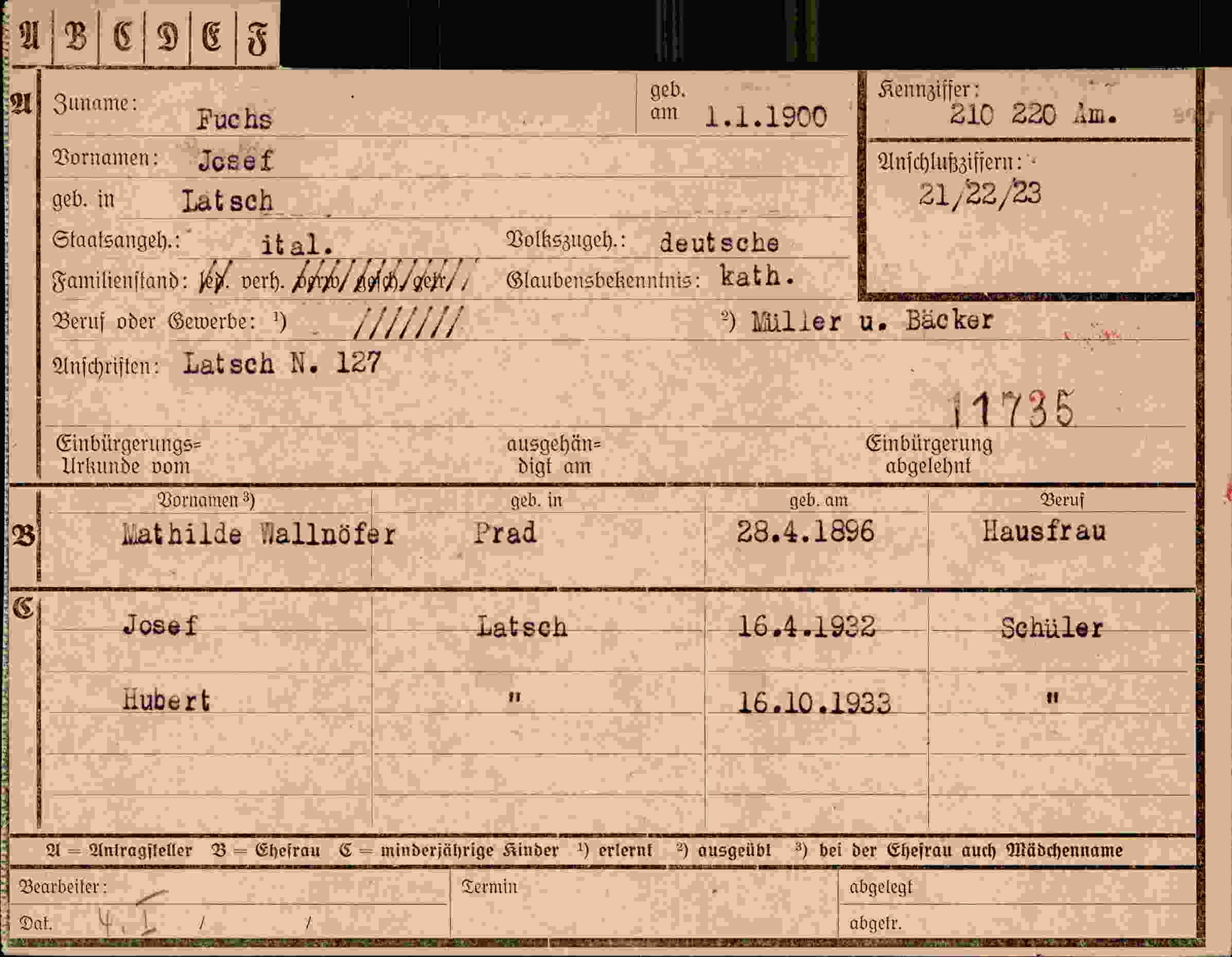 Vorderseite des Dokuments