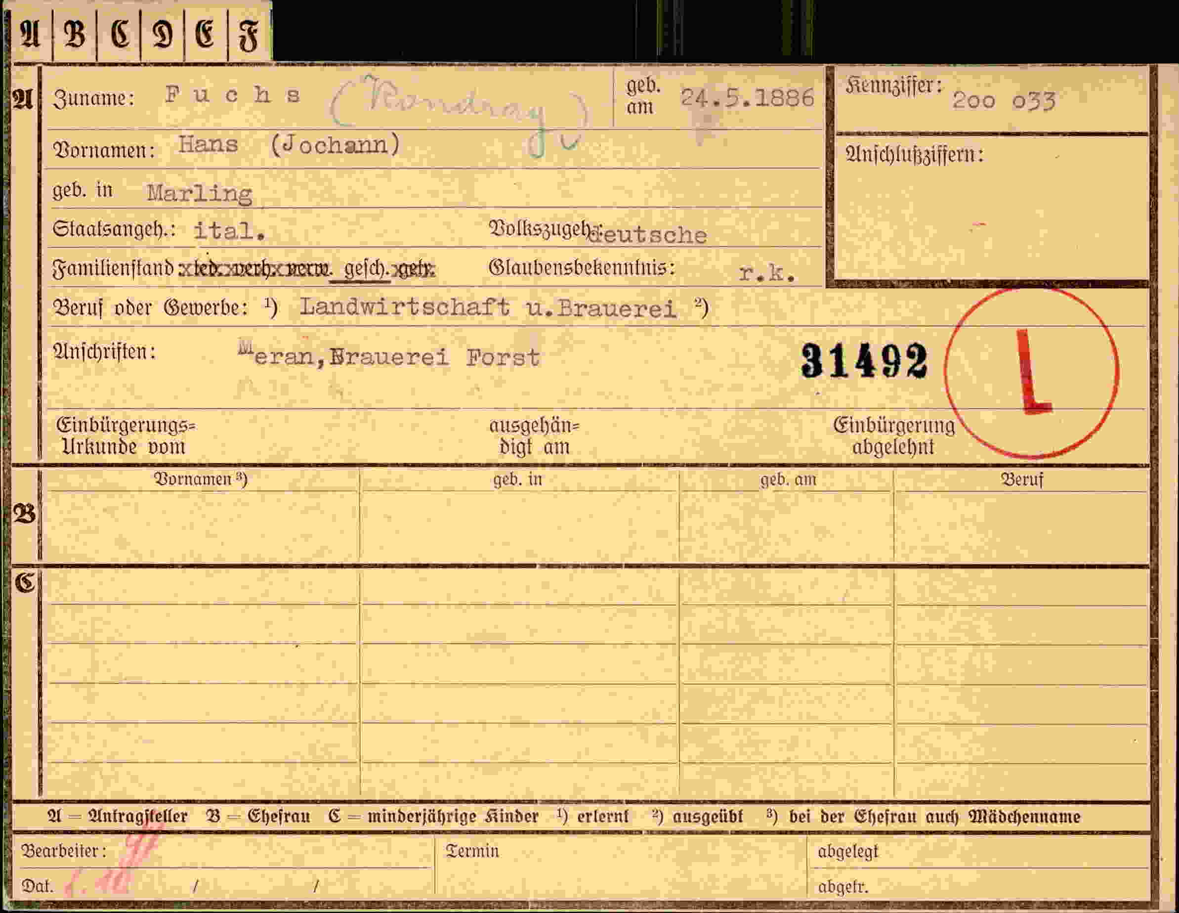 Dokument für Hans Fuchs
