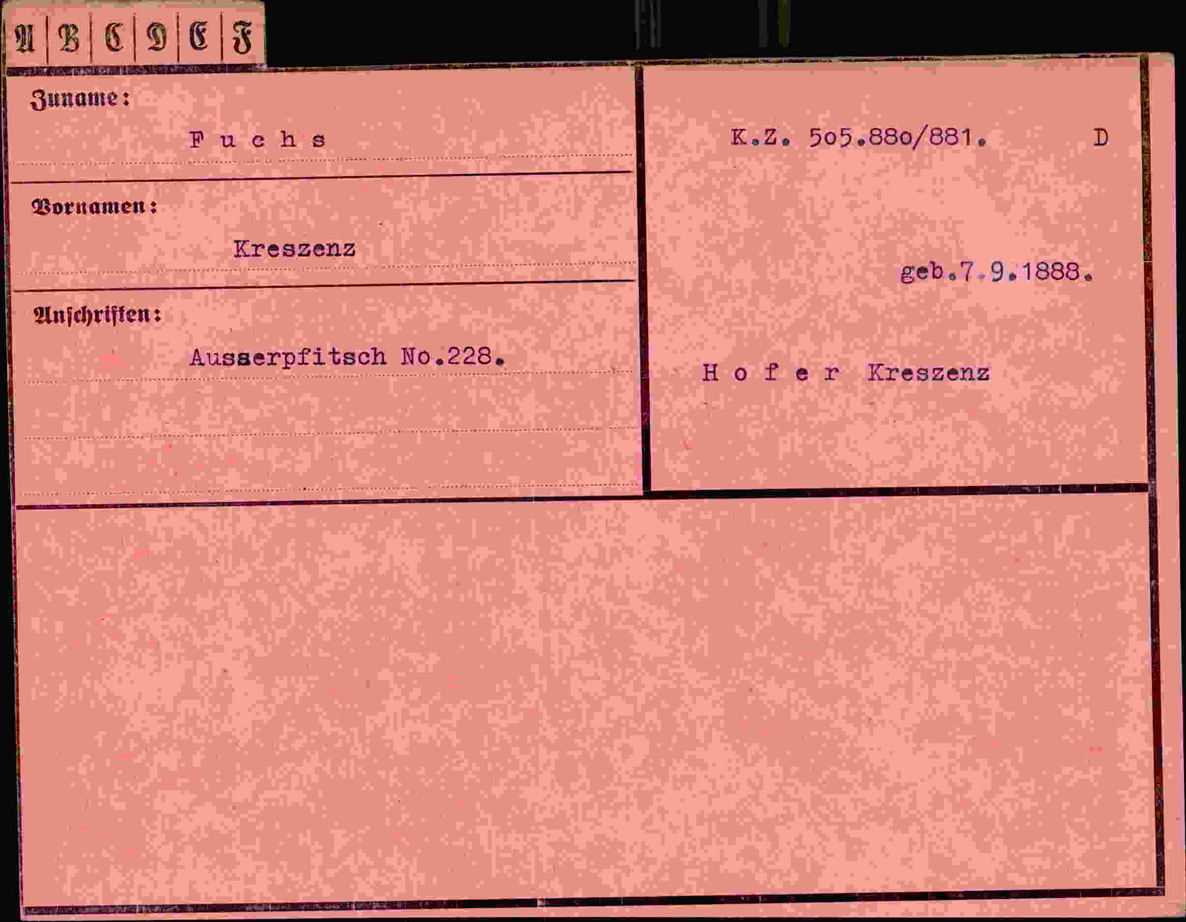 Vorderseite des Dokuments