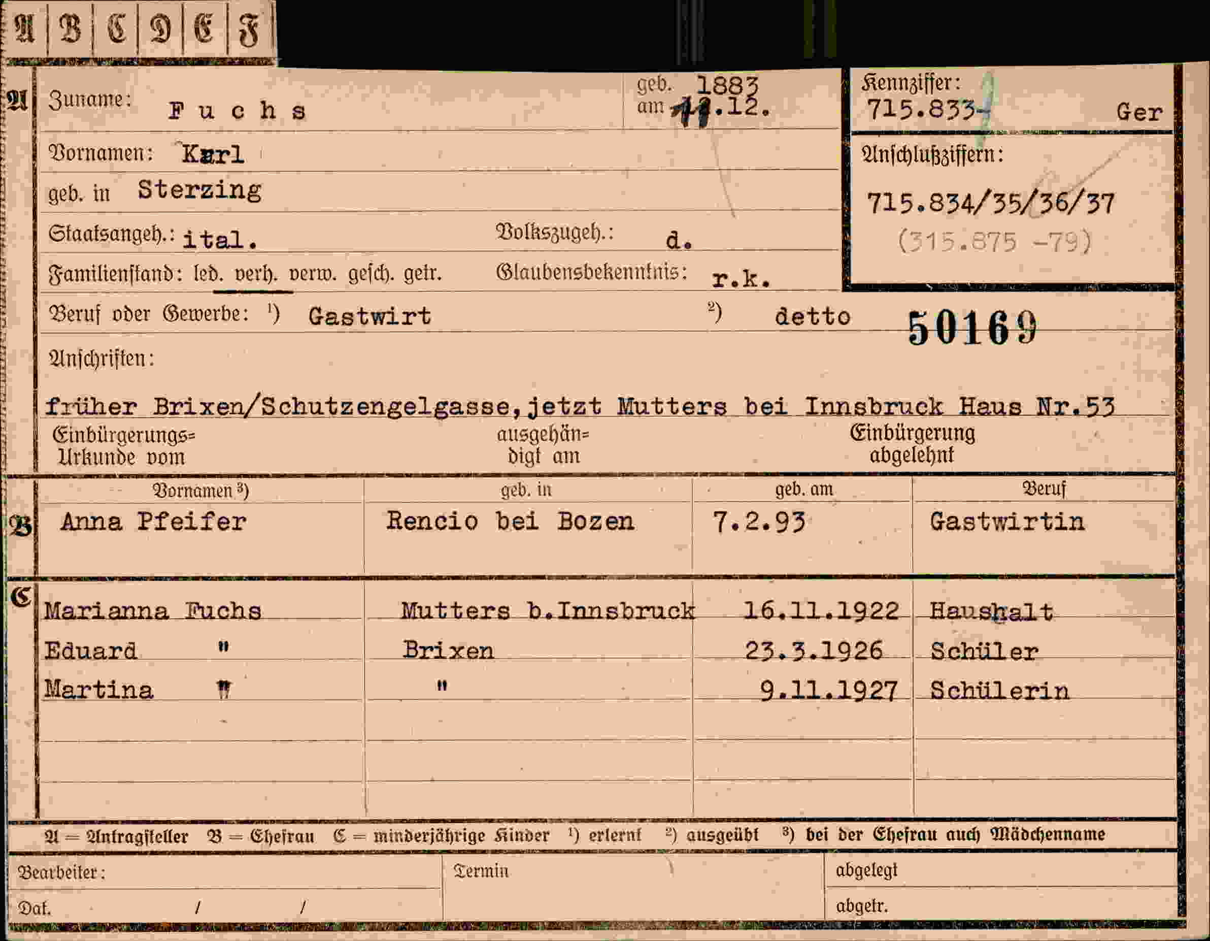 Dokument für Karl Fuchs