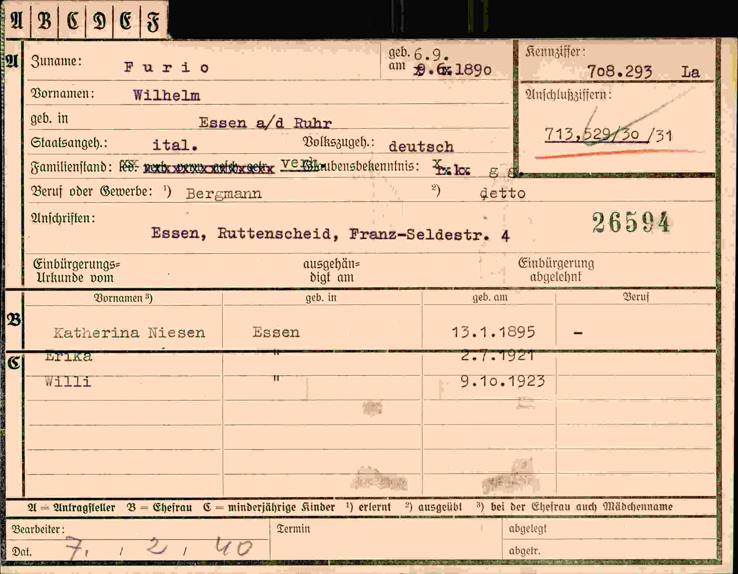 Dokument für Wilhelm Furio