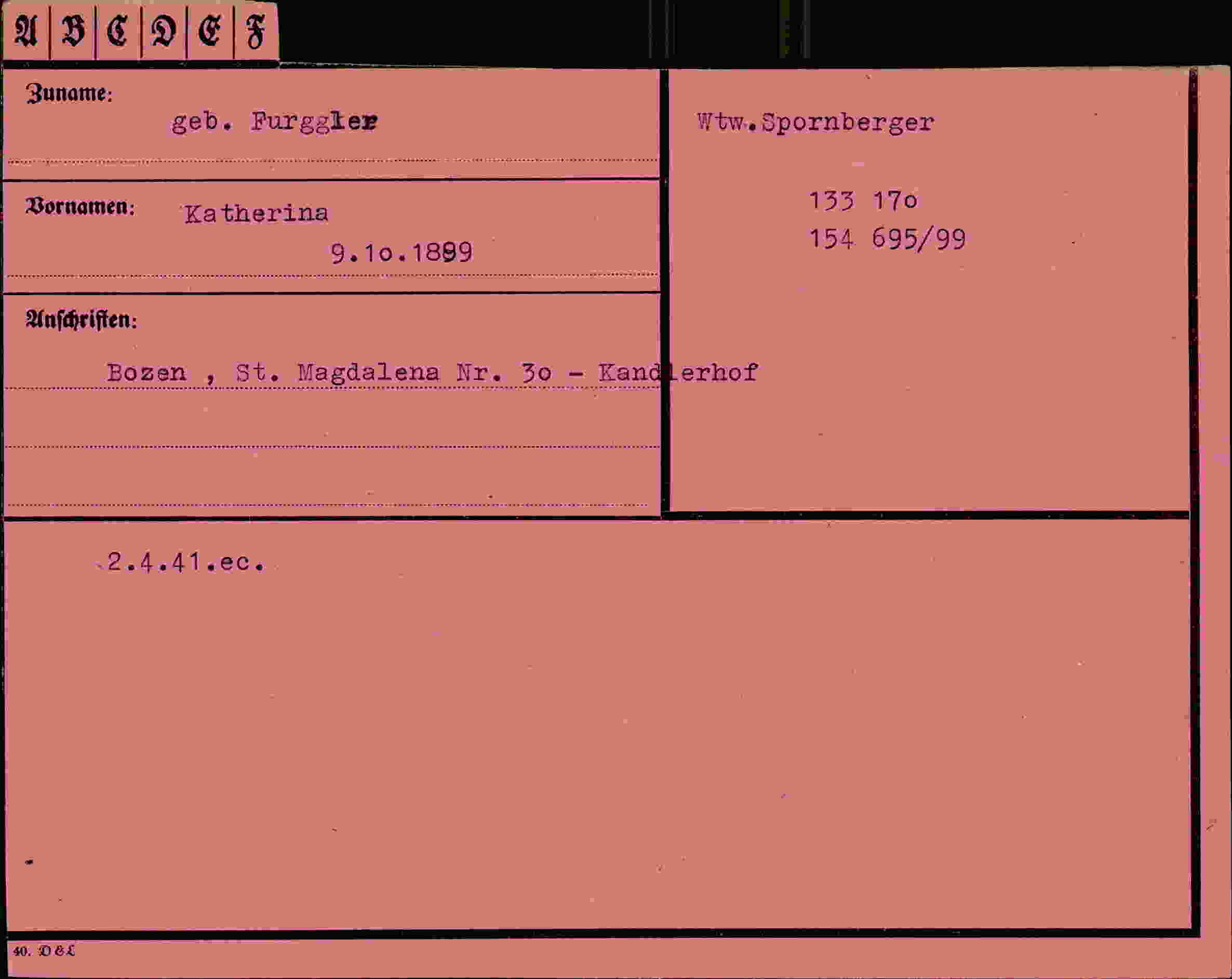 Vorderseite des Dokuments